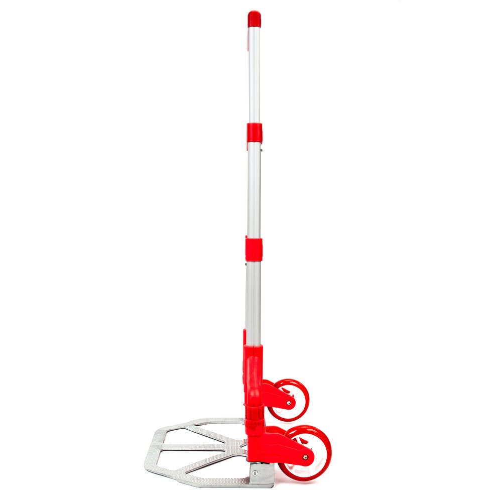 Aluminum Portable Folding Collapsible Hand Truck Cart - Heavy Duty 165 lbs Capacity (75kg) - Compact Dolly for Luggage, Moving Boxes, Groceries - Perfect for Home, Office, Travel & Warehouse Use (Red)