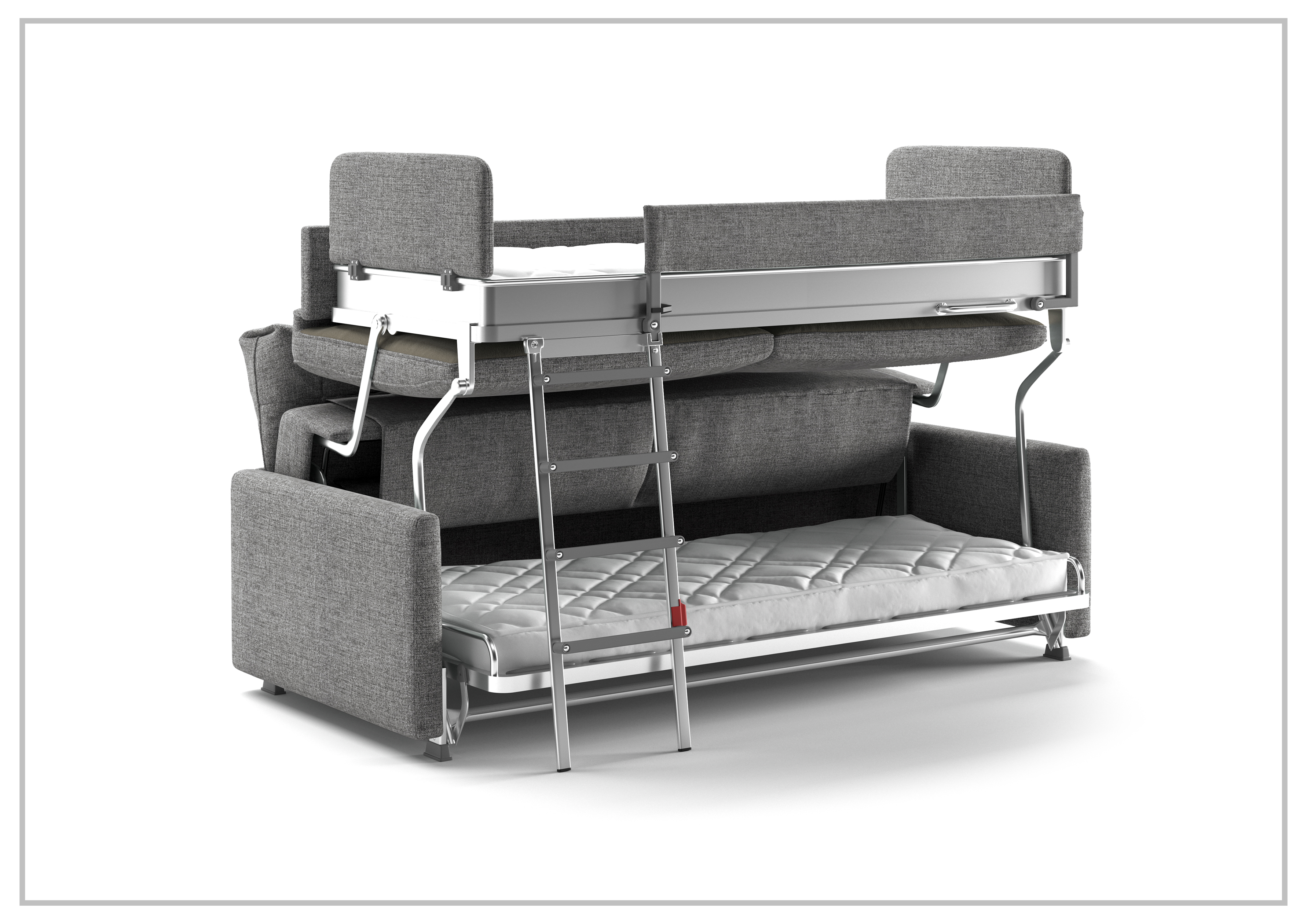 Luonto Fabric Bunk Bed Sleeper Sofa - Convertible Space-Saving Furniture for Small Apartments, Guest Rooms & Dorm Living