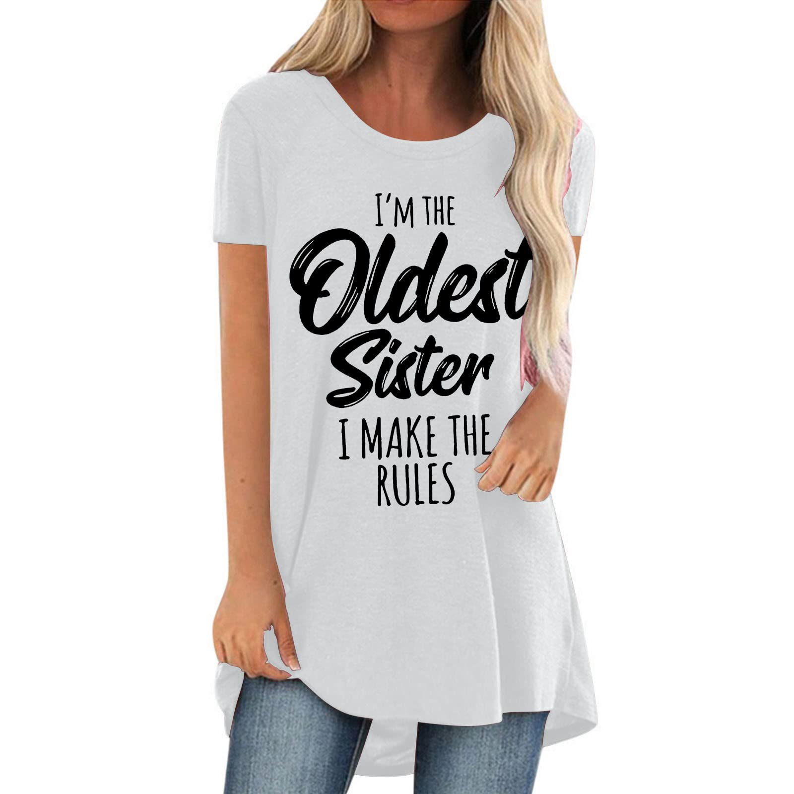 Roliyen Women's Spring 2022 Loose Fit Printed Short Sleeve T-Shirt - Casual Crewneck Tunic Blouse Top for Everyday Wear, Outings & Summer Outfits
