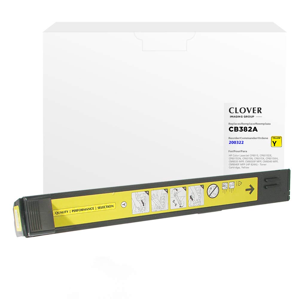 Clover Remanufactured Yellow Toner Cartridge Replacement for HP CB382A (HP 824A) | High-Quality Compatible Ink | Perfect for Home & Office Printing