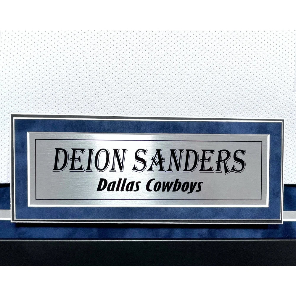 Deion Sanders Autographed Dallas Cowboys Jersey - Framed BAS Signed NFL Memorabilia for Sports Fans & Collectors - Perfect for Man Cave, Game Room Decor & Football Gift