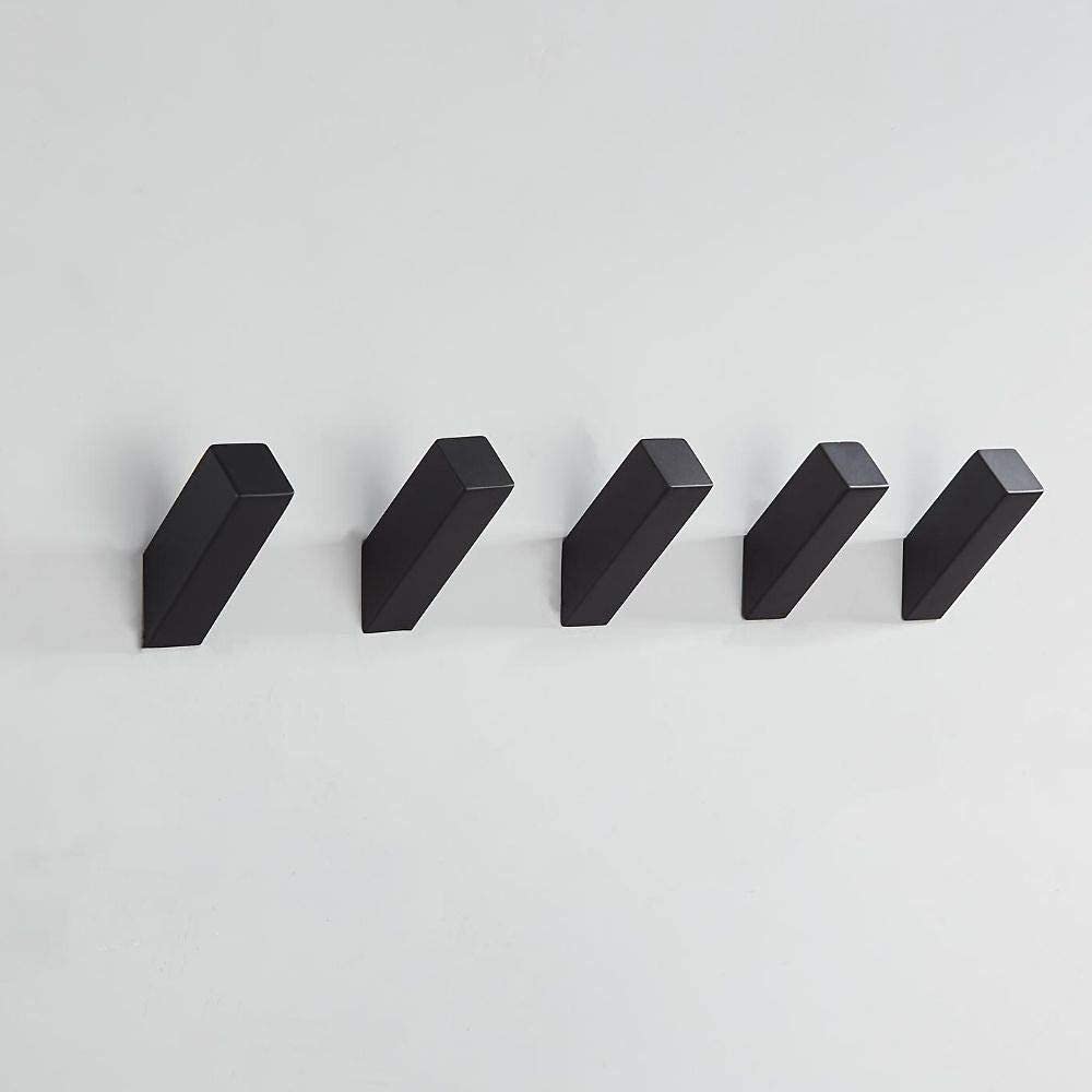 YJ YANJUN 6-Pack Black Stainless Steel Rope Towel Hooks - Heavy Duty Bathroom & Kitchen Hooks for Hanging Towels, Robes, and Utensils