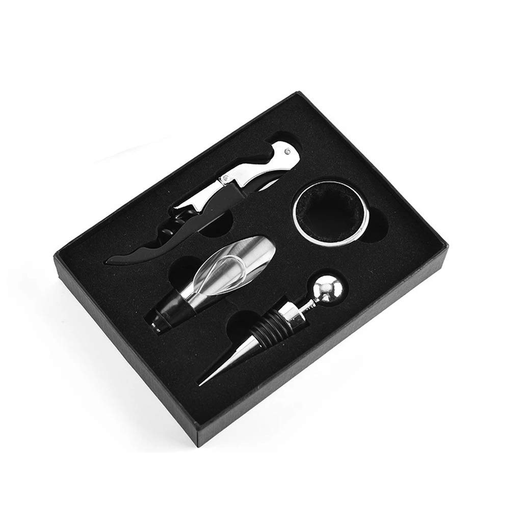 Premium 4-Piece Stainless Steel Wine Bottle Opener Set with Gift Box - Corkscrew & Screw Cap Opener for Kitchen, Bar & Home Entertaining | Perfect for Wine Lovers, Hosting Parties & Restaurant Use