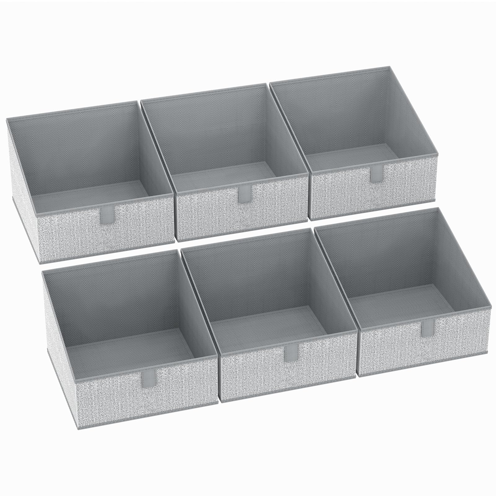 DIMJ 6-Pack Foldable Fabric Storage Bins - Trapezoid Closet Organizer Baskets for Shelves | Space-Saving Clothes, Toys, Books & Towel Organizer | Perfect for Bedroom, Nursery & Laundry Room Storage (Gray)