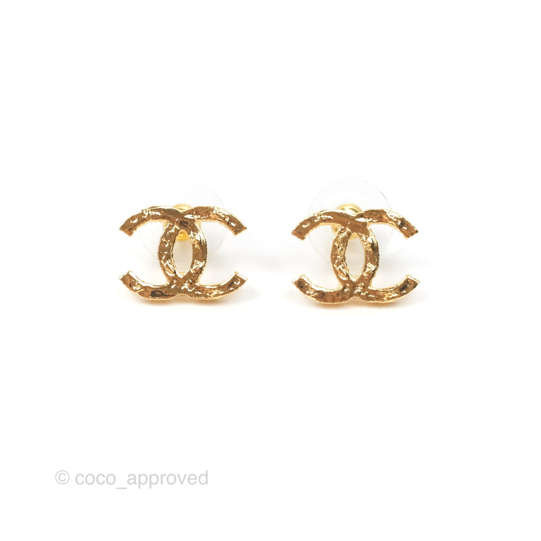 Chanel CC Logo Stud Earrings - 24K Gold Tone Luxury Fashion Jewelry for Women - Perfect for Parties, Weddings & Special Occasions