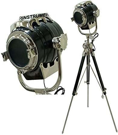 Vintage Retro Theatre Nautical Spot Light Tripod Floor Lamp - Adjustable Rustic Industrial Lighting for Home, Office & Stage Decor - Perfect for Living Room, Bedroom, Theater & Nautical Theme Gifts