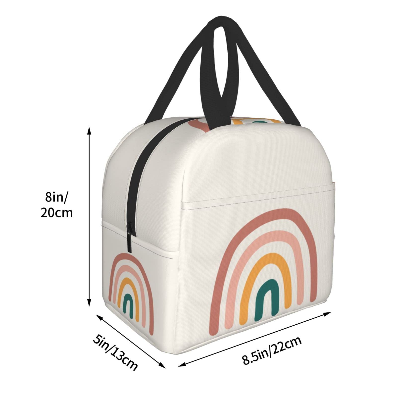 **Eco-Friendly Boho Rainbow Insulated Lunch Box - Reusable Lunch Bag for Women & Men, Perfect for Office, School, Camping, Hiking, Picnic & Beach Travel - Leakproof & Durable Lunch Tote for Work, Outdoor Adventures & Daily Use**