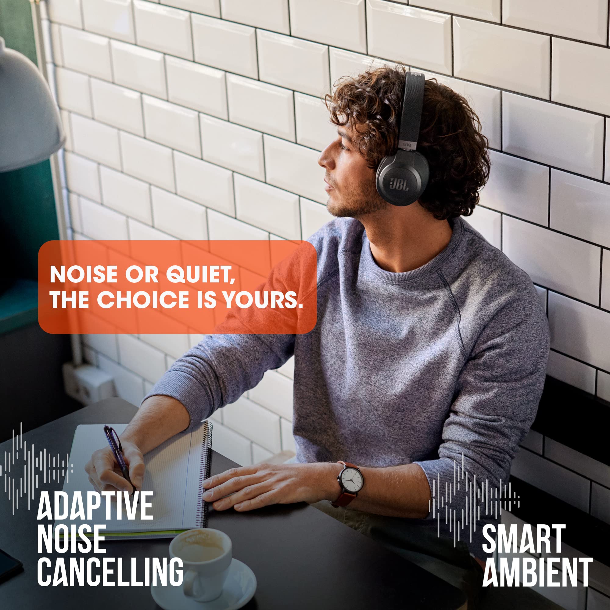JBL Live 660NC Wireless Over-Ear Bluetooth Headphones with Active Noise Cancellation, 50-Hour Playtime, Foldable Design - Perfect for Travel, Work & Music Lovers (Black)