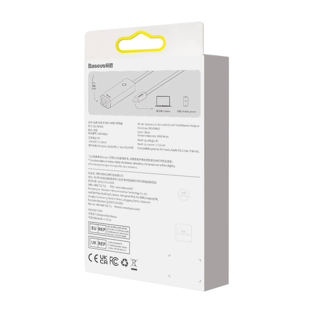 Baseus Lite Series USB C to Ethernet Adapter - 1000 Mbps Gigabit LAN RJ45 Network Dongle for MacBook, iPad Pro, Chromebook - Black | Perfect for Online Gaming, Video Conferencing & Remote Work