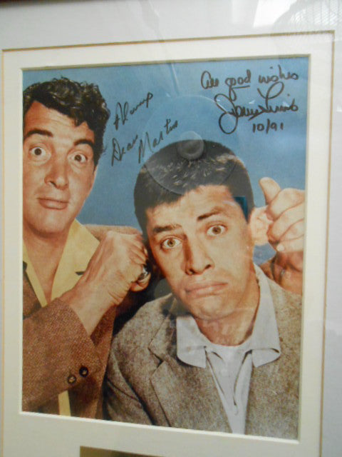 Authentic Dean Martin & Jerry Lewis Rare Signed Photo Framed with COA - Perfect for Collectors, Vintage Memorabilia Fans & Home Theater Decor