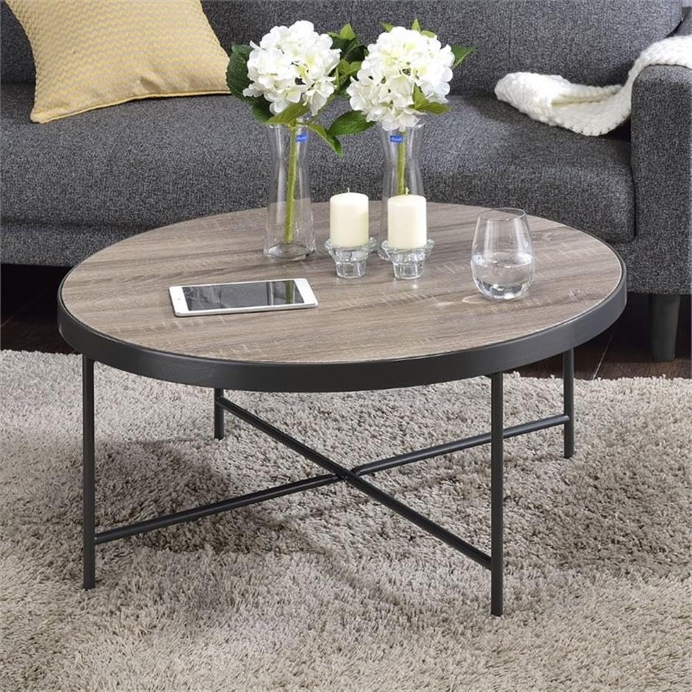 Home Square 3-Piece Coffee Table Set with 2 End Tables - Weathered Gray Oak Finish - Modern Living Room Furniture for Small Spaces & Apartment Decor
