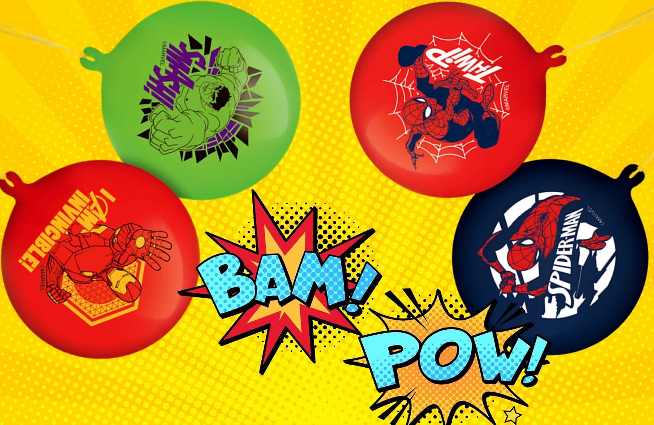 Marvel Avengers & Spiderman Giant Punch Balloons for Kids - 6 Pack Inflatable Bouncy Rubber Punching Balls | Superhero Party Favors, Birthday Goodie Bag Stuffers, Outdoor Play & Indoor Activity Toys for Boys & Girls Ages 4-8