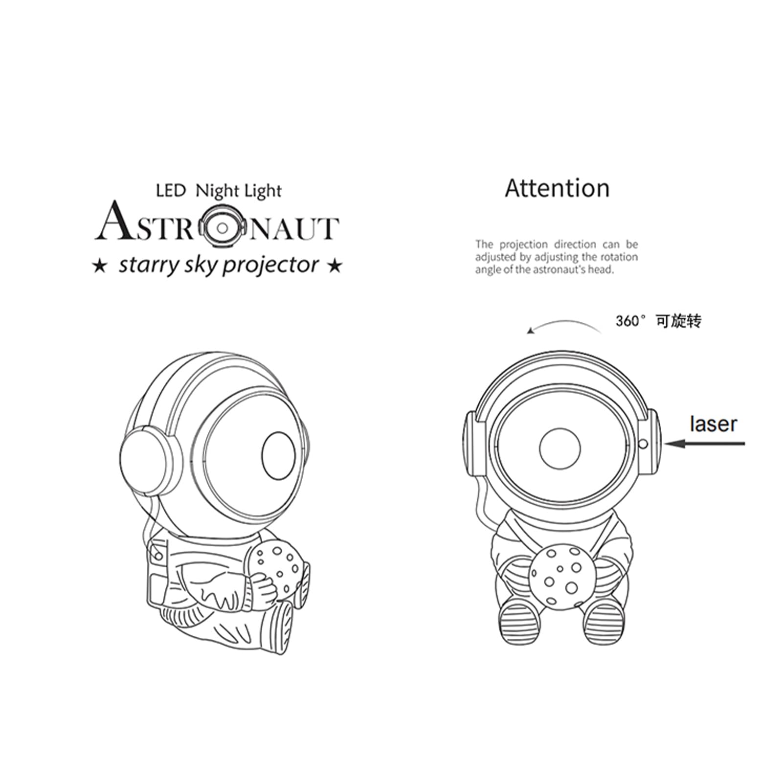 Remote Control Astronaut Galaxy Light Projector - 360° Rotating LED Night Light with Spaceman Design for Kids Room & Home Decoration | Perfect for Bedroom, Nursery, and Relaxation