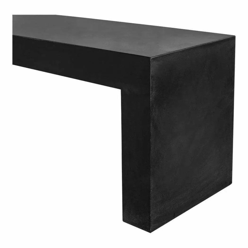 55 Inch Outdoor Bench Black Contemporary - Modern Patio Furniture for Garden, Backyard, and Poolside Relaxation