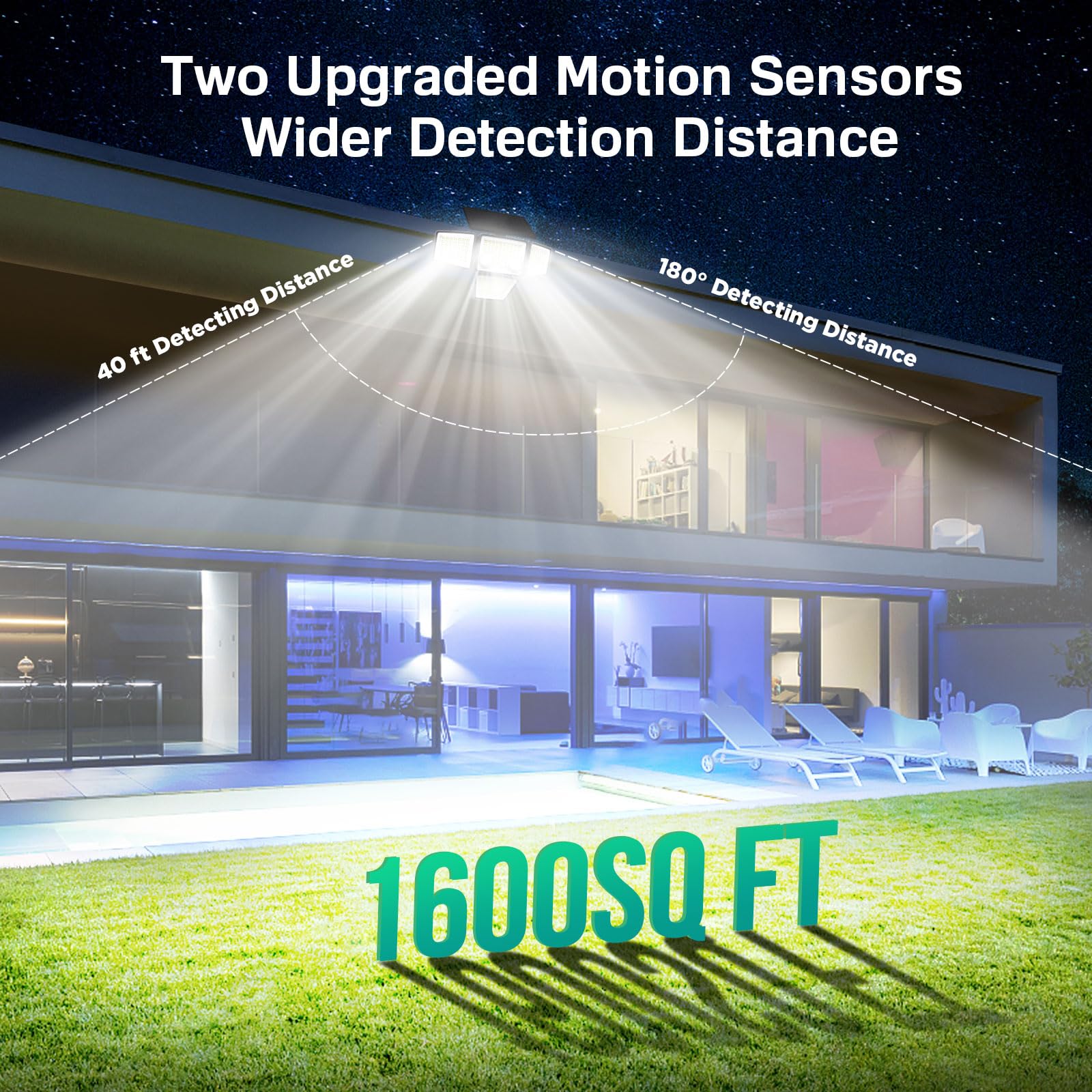 3000LM 188 LED Solar Outdoor Lights with Motion Sensor - 4 Heads IP65 Waterproof Security Flood Light, 270° Wide Angle, 3 Lighting Modes, Easy Installation (2 Pack) - Perfect for Backyard, Garden, Pathway, and Garage Security Lighting