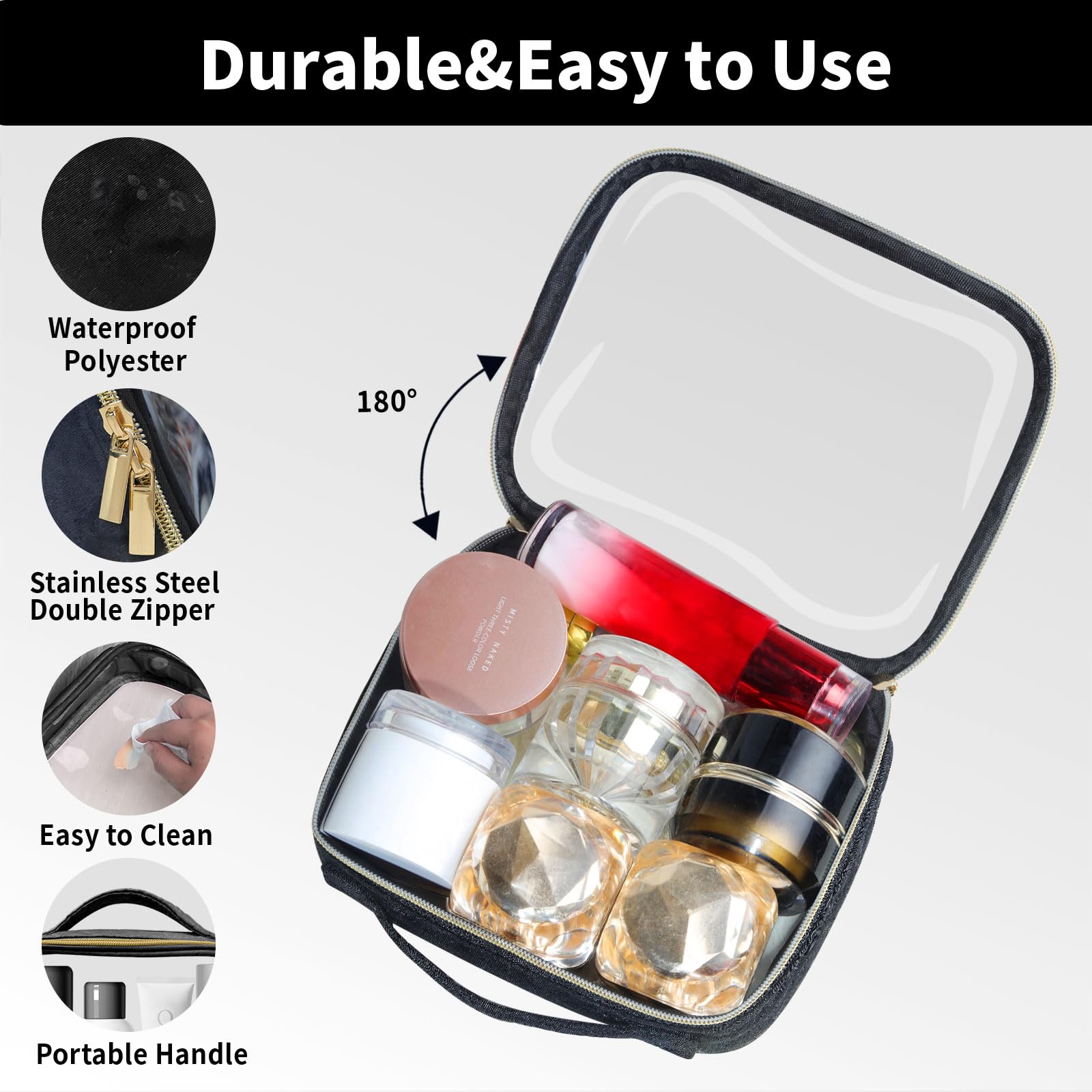 TSA Approved Travel Toiletry Bag 2 Pack - Clear Quart Size Cosmetic & Makeup Bags with Handles for Women & Men - Airline Compliant Carry On Essentials for Airport Security - Perfect for Vacations, Business Trips & Weekend Getaways