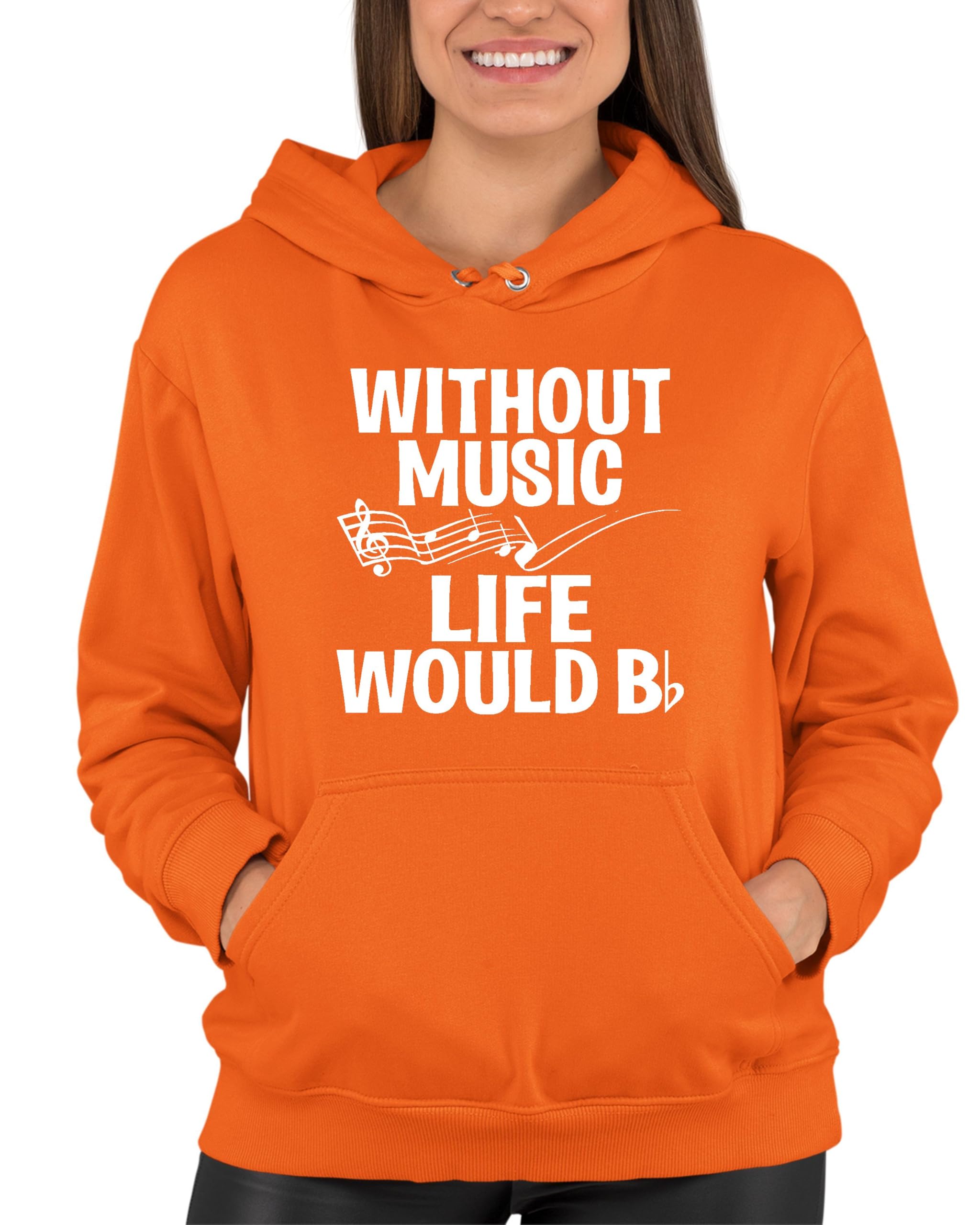 Funny Music Lovers Hoodie - 'Go All Out Without Music Life Would B Flat' Slogan Sweatshirt for Men & Women | Perfect Gift for Musicians, Band Members & Music Enthusiasts