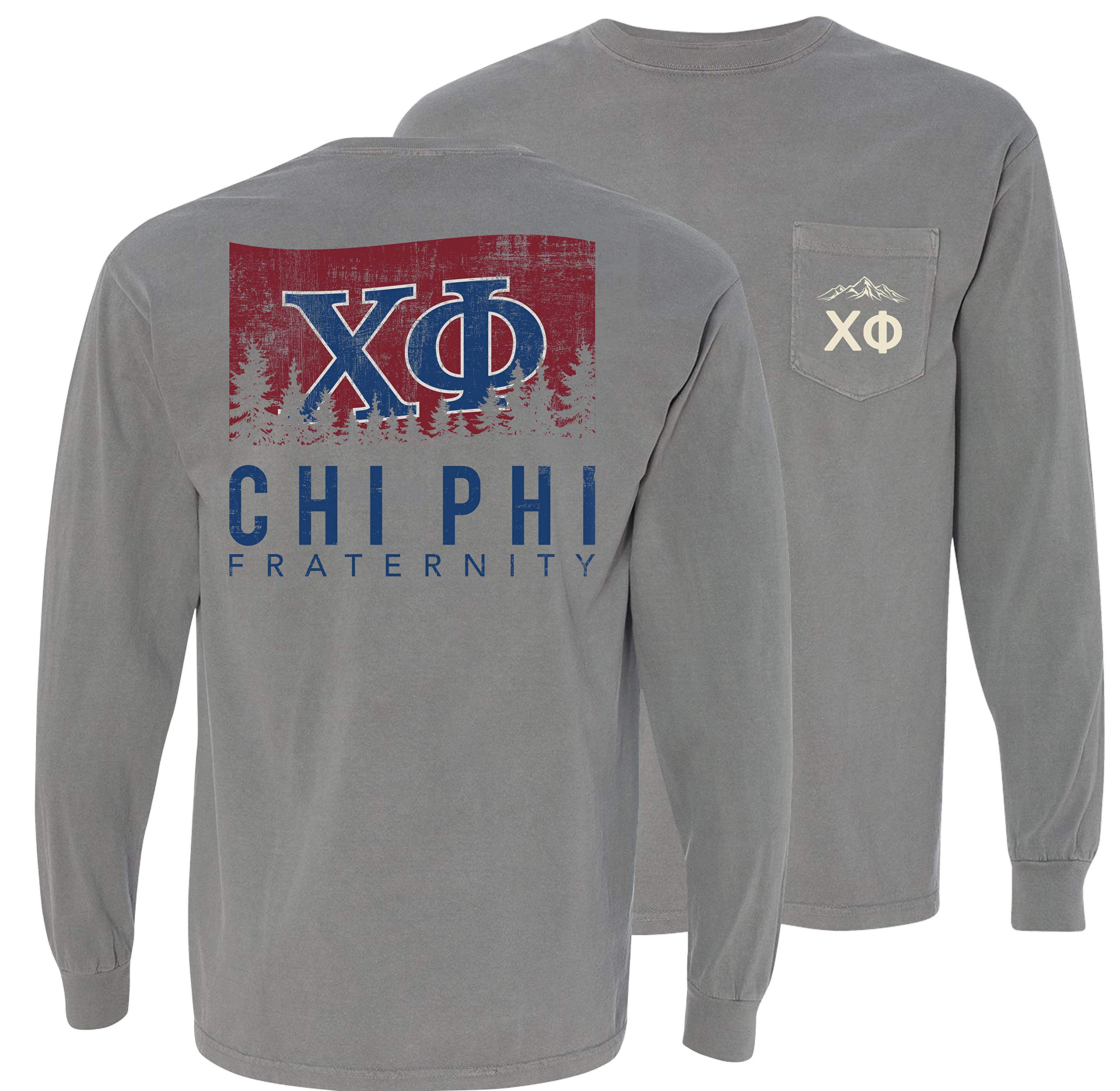 Chi Phi Comfort Colors Flag T-Shirt - Soft Vintage Style College Fraternity Apparel for Greek Life Events & Campus Wear