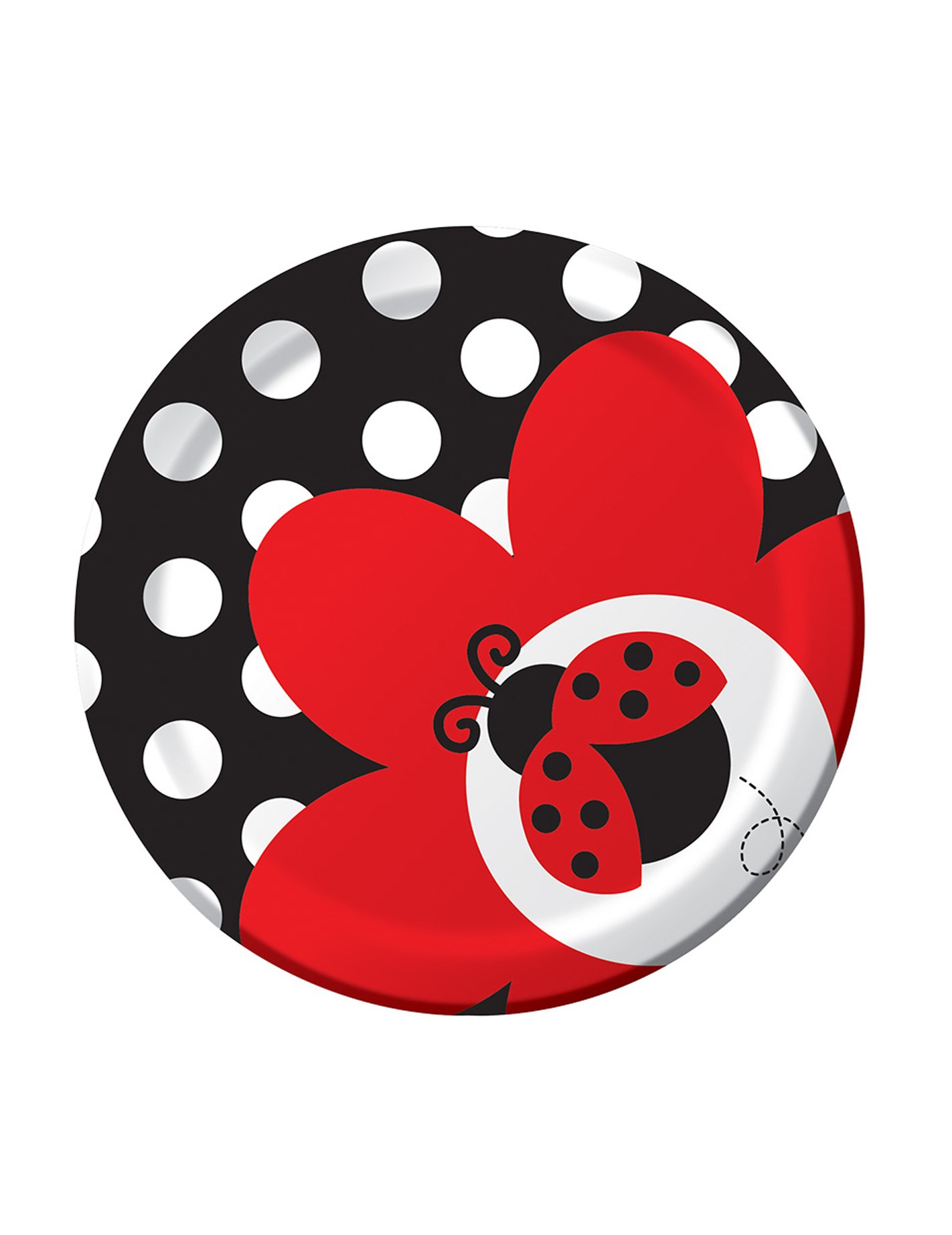 Creative Converting BB020290 Ladybug Party Cake Plates - 8 Pack | Adorable Bug-Themed Dessert Plates for Birthday Parties, Baby Showers & Garden-Themed Events