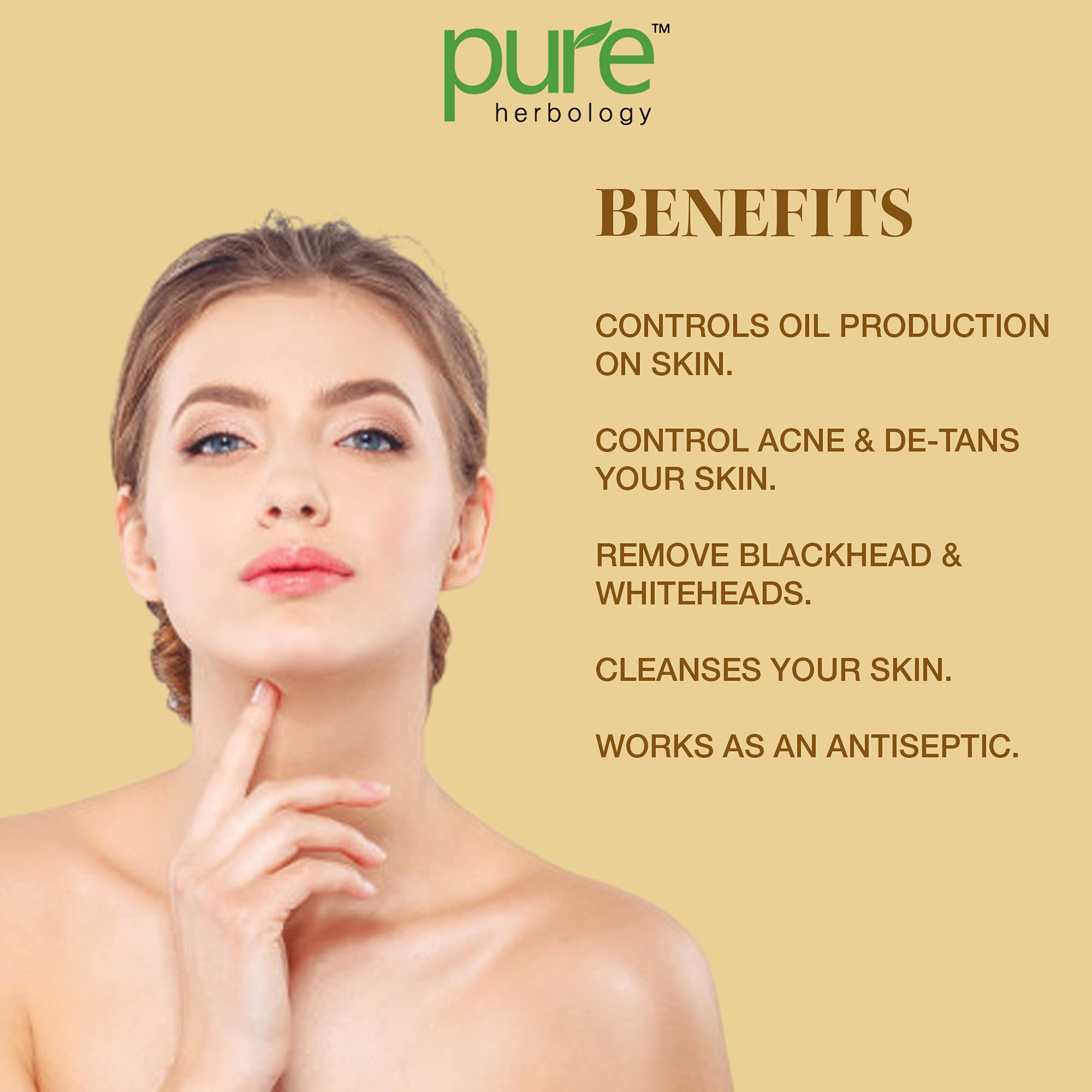 Pure Herbology 100% Natural Multani Mitti Clay Face Mask Powder for Glowing Skin - 200g | Deep Cleansing & Brightening Facial Treatment for Dry Skin | DIY Spa Day & At-Home Skincare Routine