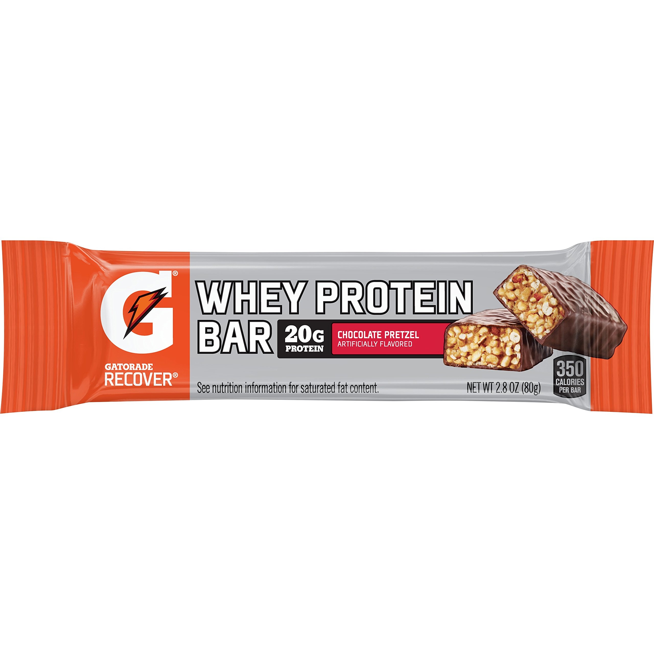 Gatorade Whey Protein Recovery Bar - Chocolate Pretzel Flavor | High Protein Snack for Athletes & Fitness Enthusiasts | Post-Workout Recovery & On-the-Go Energy Boost
