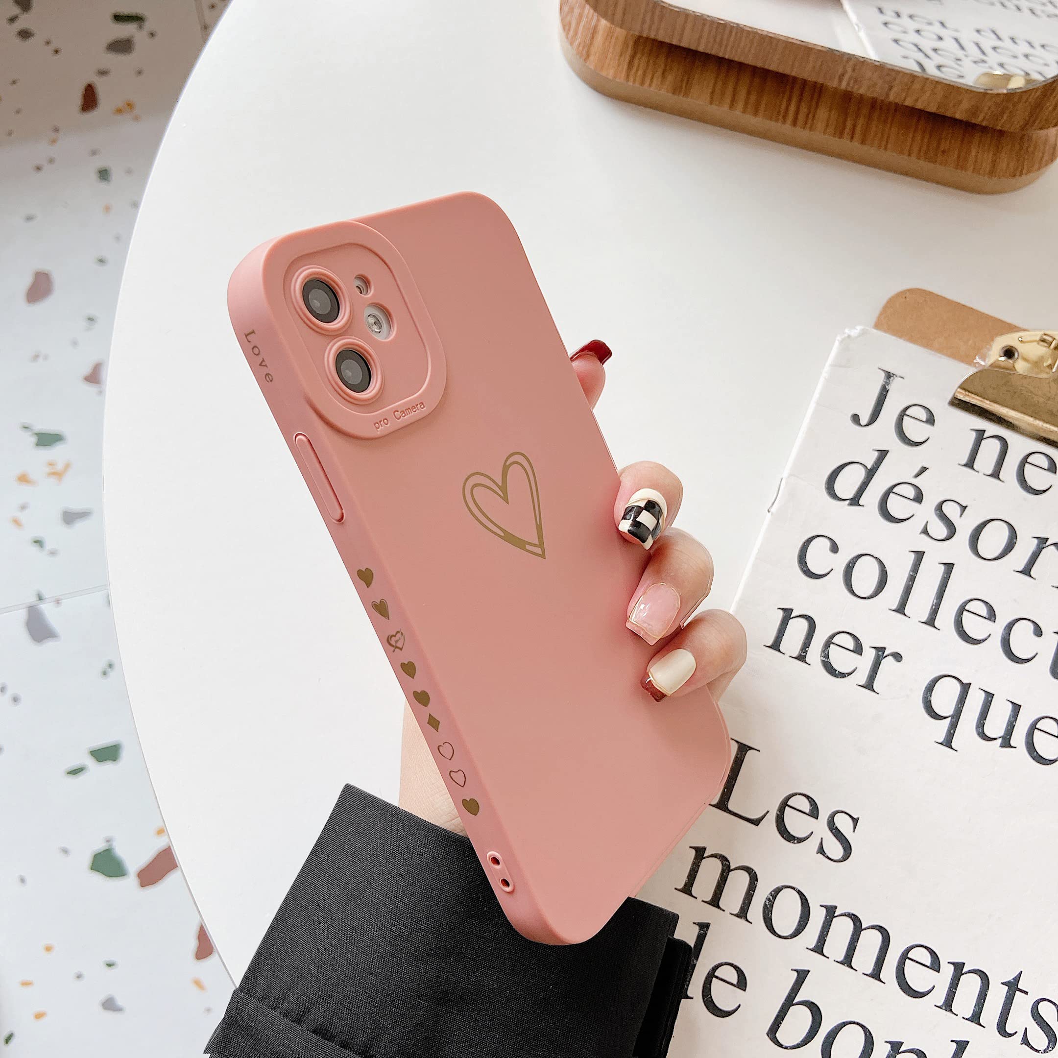 Qokey iPhone 11 Case 6.1 Inch (2019 Model) - Cute Heart Design Shockproof TPU Cover with Camera Protection | Anti-Scratch & Anti-Fingerprint | Perfect Gift for Women & Girls (Pink) - Great for Everyday Use, Travel & Outdoor Activities