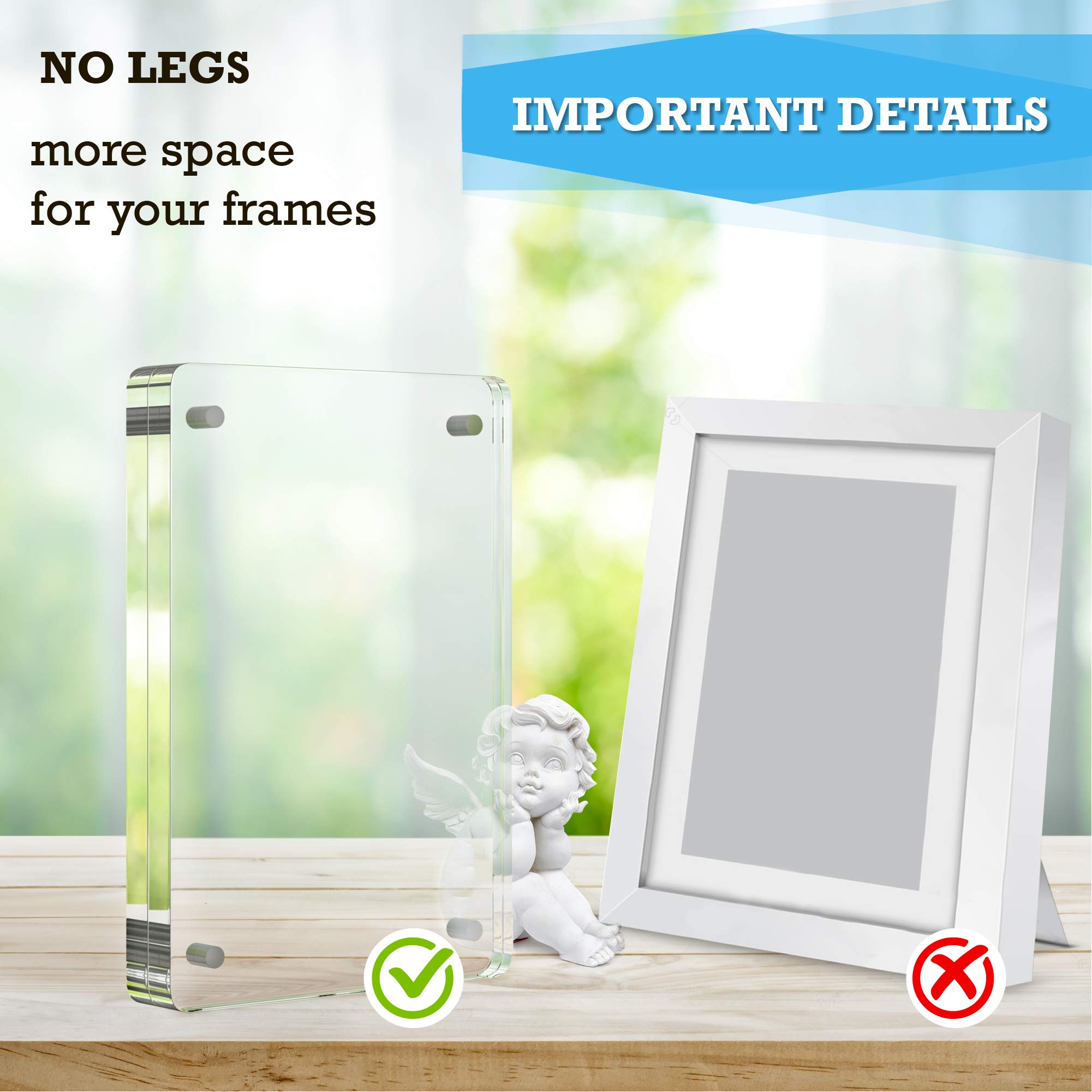 4.25x6.25 Inch Magnetic Acrylic Picture Frame with Rounded Corners - Double Sided Frameless Display for Pets, Photos & Art - Shatterproof Acrylic Block Frame (1pc) - Perfect for Home Decor, Office Desk & Gift Giving