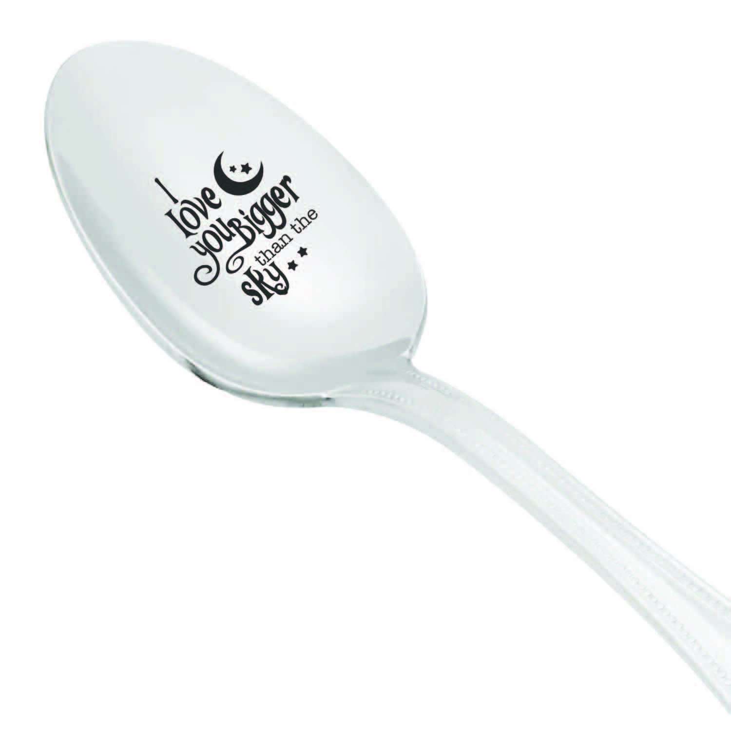Personalized Engraved Spoon - 'I Love You Bigger Than The Sky' Father's Day Gift, Engagement Present, Friendship Keepsake - 7 Inch Teaspoon - Perfect for Dads, Couples & Special Occasions - Ideal for Coffee, Tea & Dessert Moments