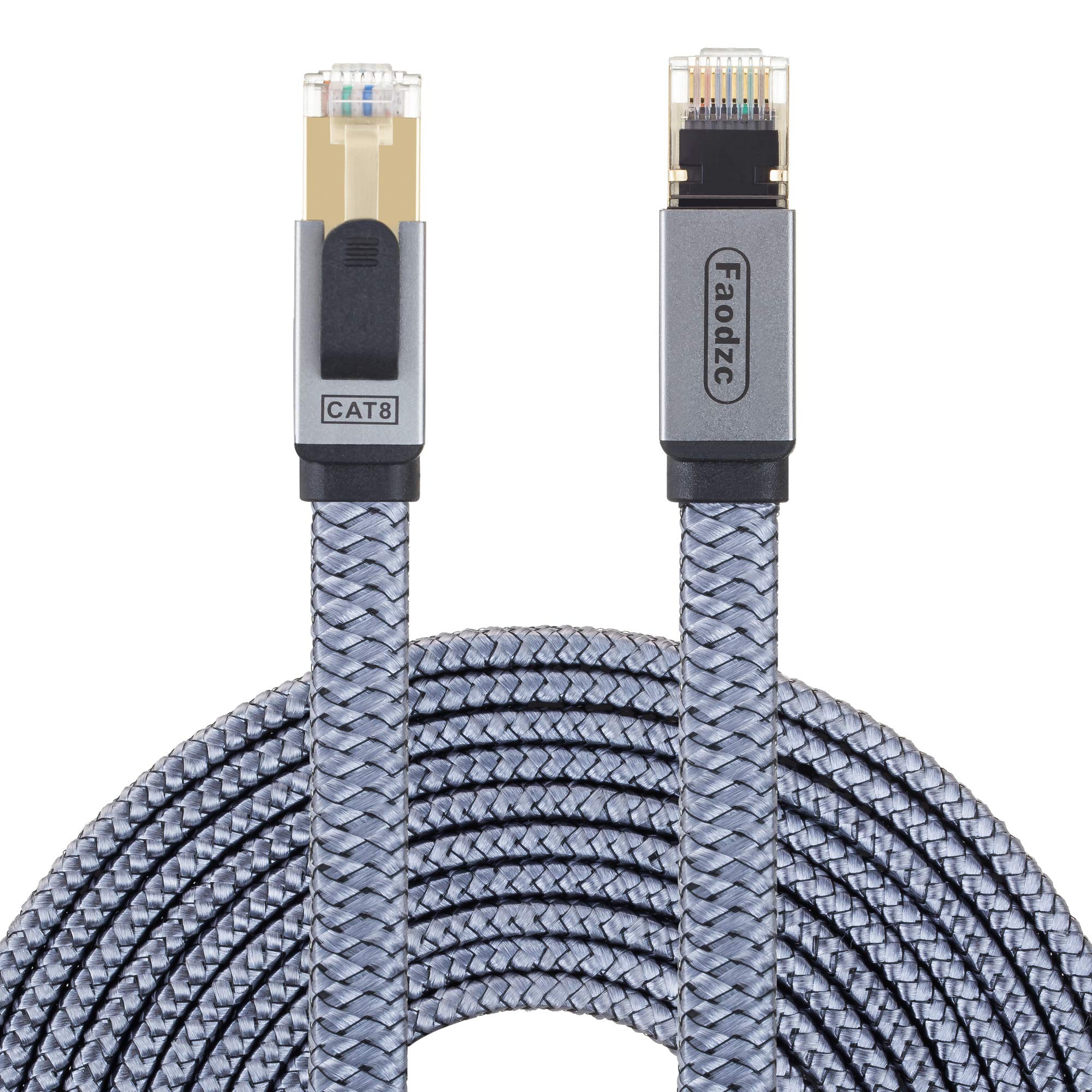 Faodzc 20ft Cat 8 Ethernet Cable - High Speed 40Gbps 2000MHz Shielded RJ45 LAN Network Cable, Heavy Duty Braided Design for Gaming, Streaming & Office Use - Compatible with PS5, Xbox, PC, Mac, Router & Modem (6m/20ft) - Perfect for Lag-Free Online Gaming & 4K Video Streaming