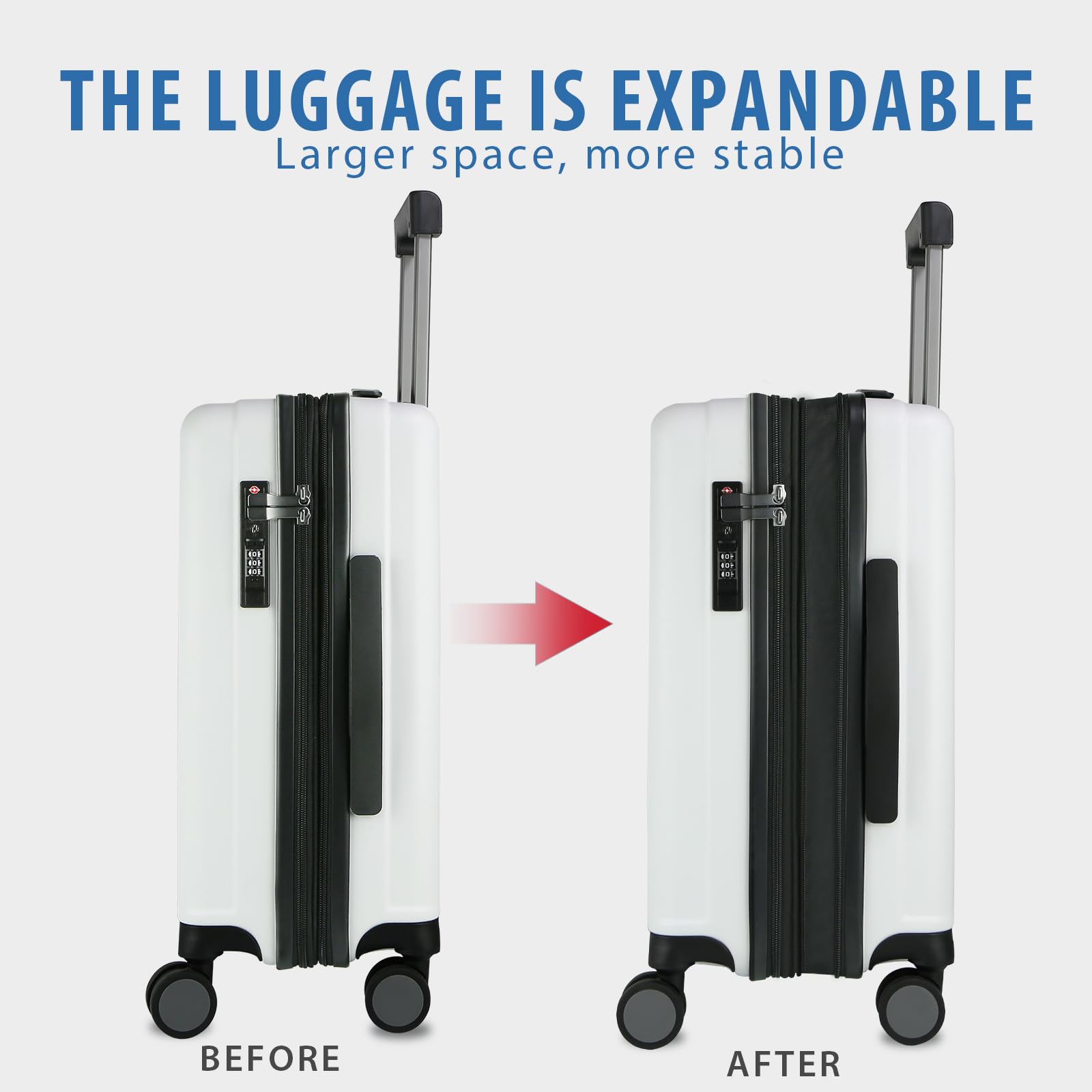KROSER 20-Inch Hardside Expandable Carry On Luggage with 360° Spinner Wheels, Built-in TSA Lock & USB Charging Port - Durable Lightweight Suitcase for Air Travel, Business Trips & Weekend Getaways (White)