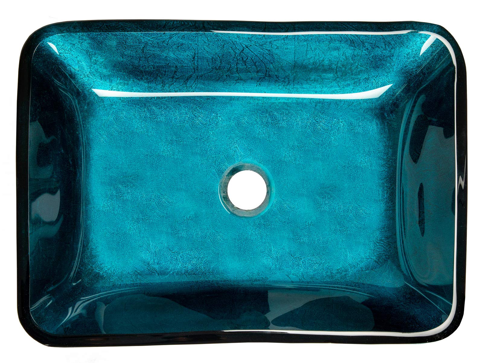 Modern Rectangular Turquoise Blue Foil Glass Vessel Bathroom Sink - Stylish Vanity Basin for Contemporary Home Decor, Perfect for Bathroom Renovation and Luxury Interior Design