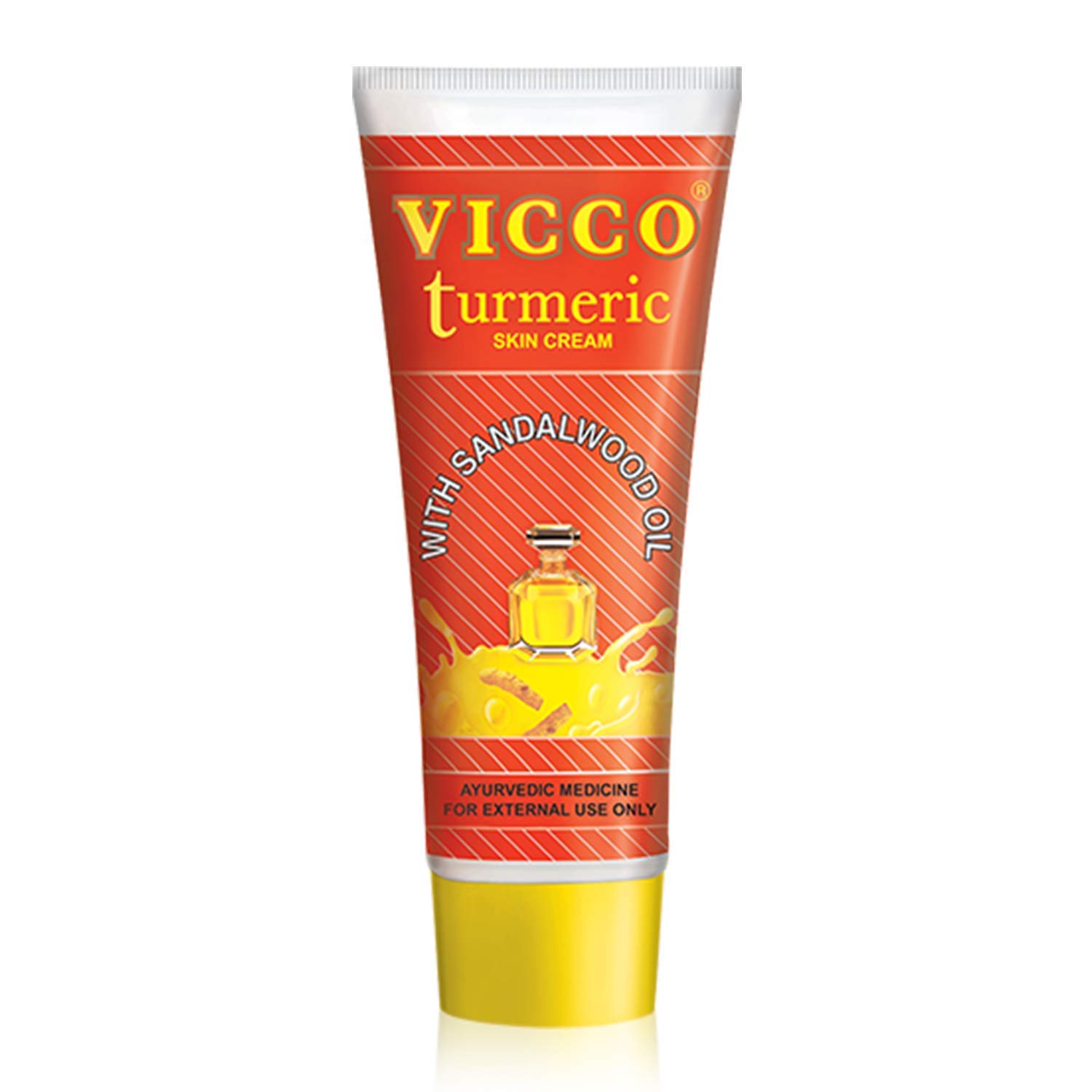 Vicco Turmeric Ayurvedic Skin Cream with Sandalwood Oil - 70gm Pack of 1 | Natural Brightening & Soothing Face Cream for Glowing Skin | Perfect for Daily Skincare Routine & Acne-Prone Skin