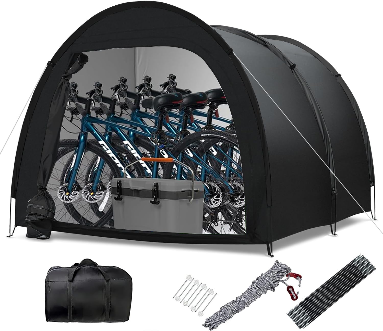 Large Waterproof Bike Storage Shed Tent - 210D Oxford Fabric PU3000 Coating Portable Garage Shelter for Outdoor Bicycle, Garden & Home Use | Foldable Weatherproof Cover for Backyard, Patio & Camping