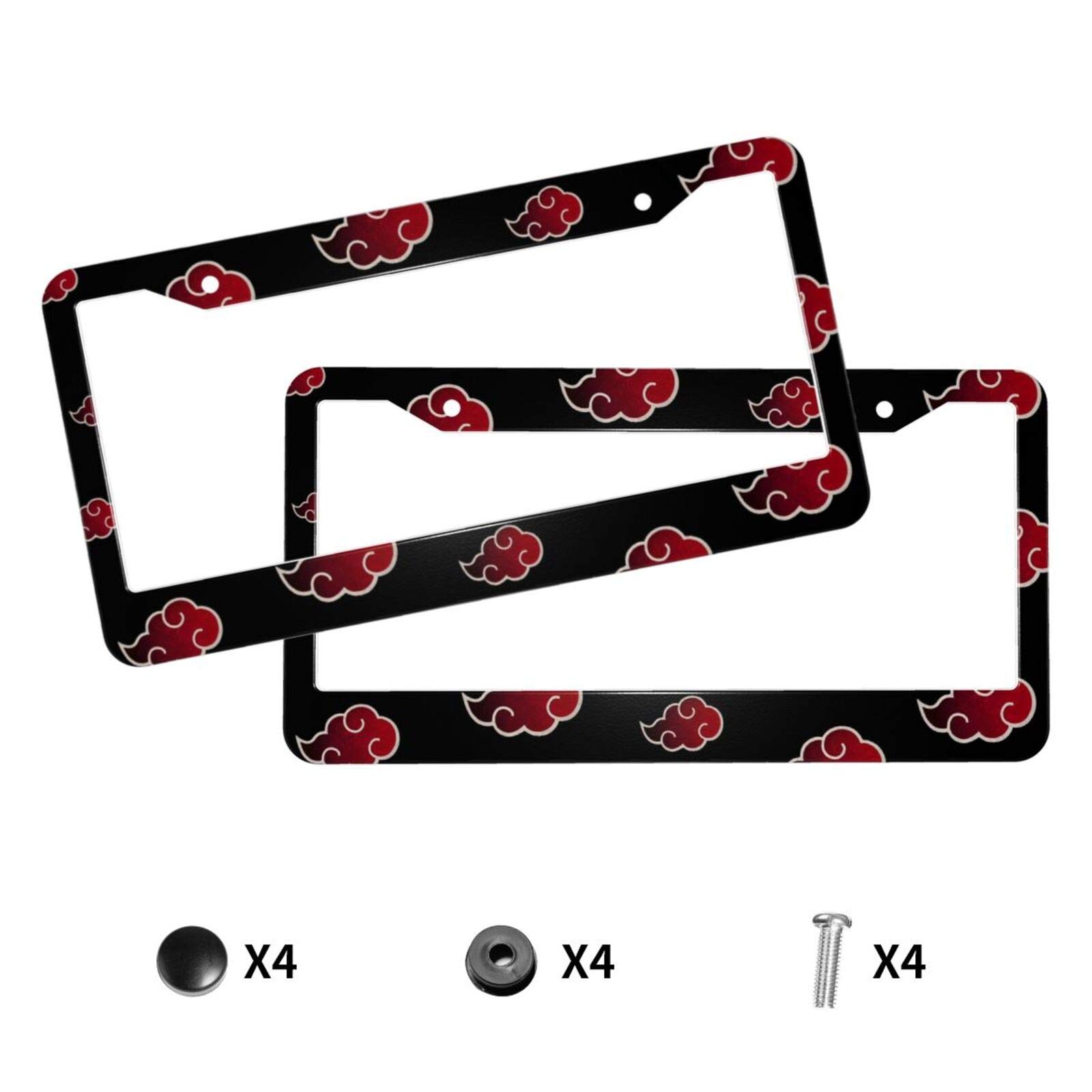 Premium Aluminum License Plate Frame with Screw Caps - 2 Pack 12.3