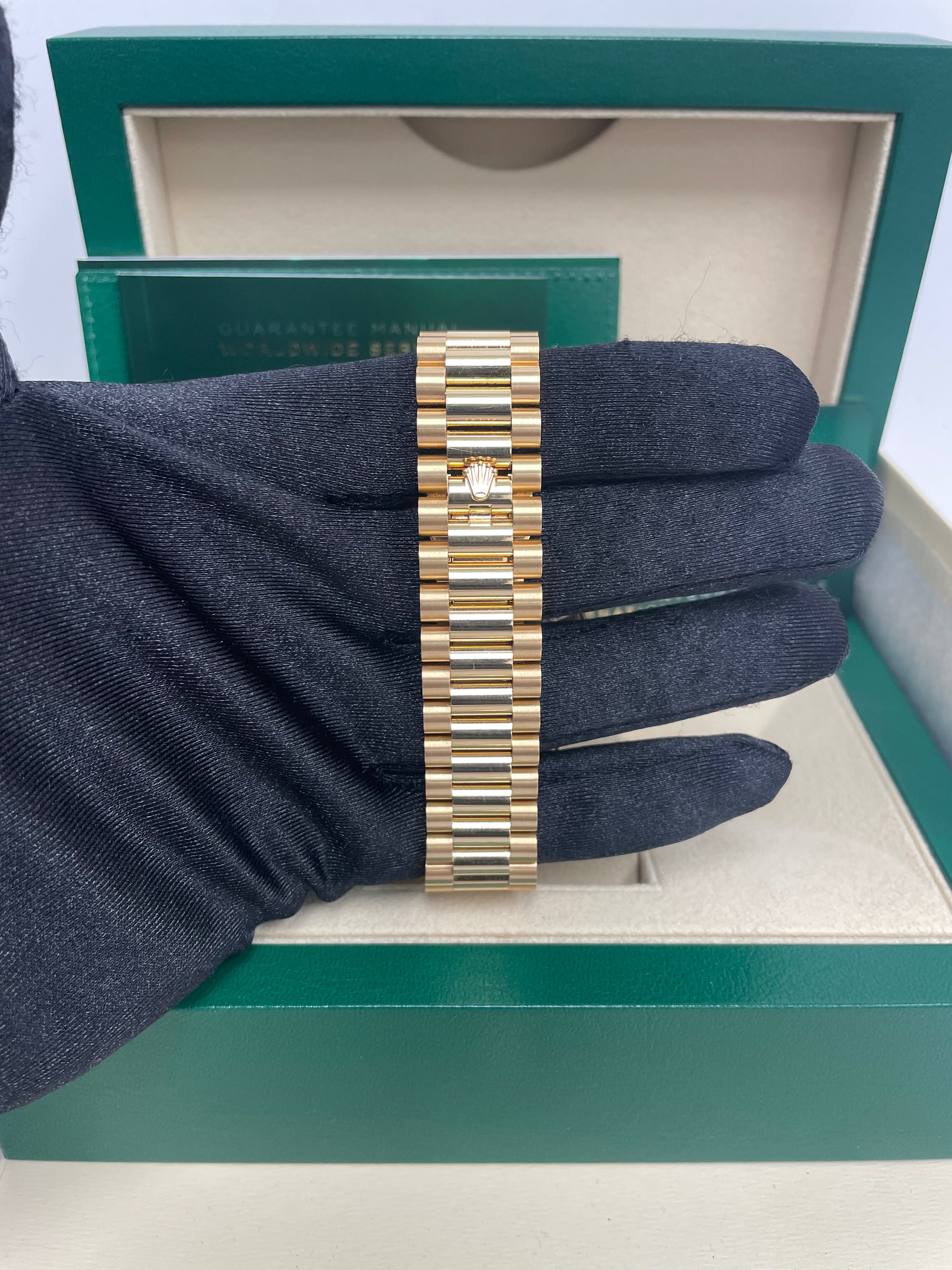 Luxury Rolex Day Date 40 Watch - 18K Yellow Gold, Champagne Baguette Diamond Dial, President Bracelet (Ref# 228348RBR) | Perfect for Formal Events, Business Meetings & Luxury Gift Giving