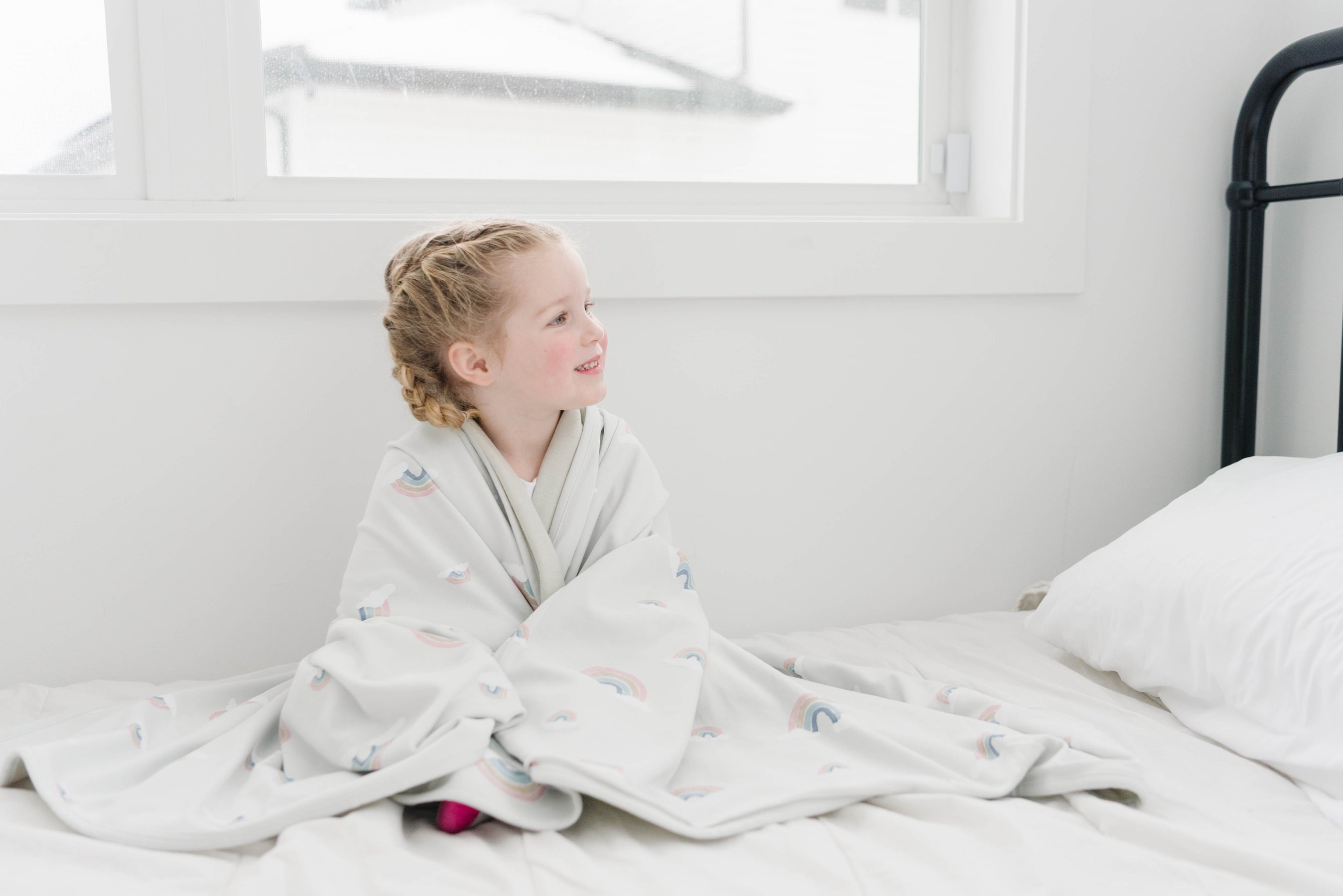 Premium 4-Season Toddler Blanket - Soft Merino Wool & Organic Cotton Blend (52.5