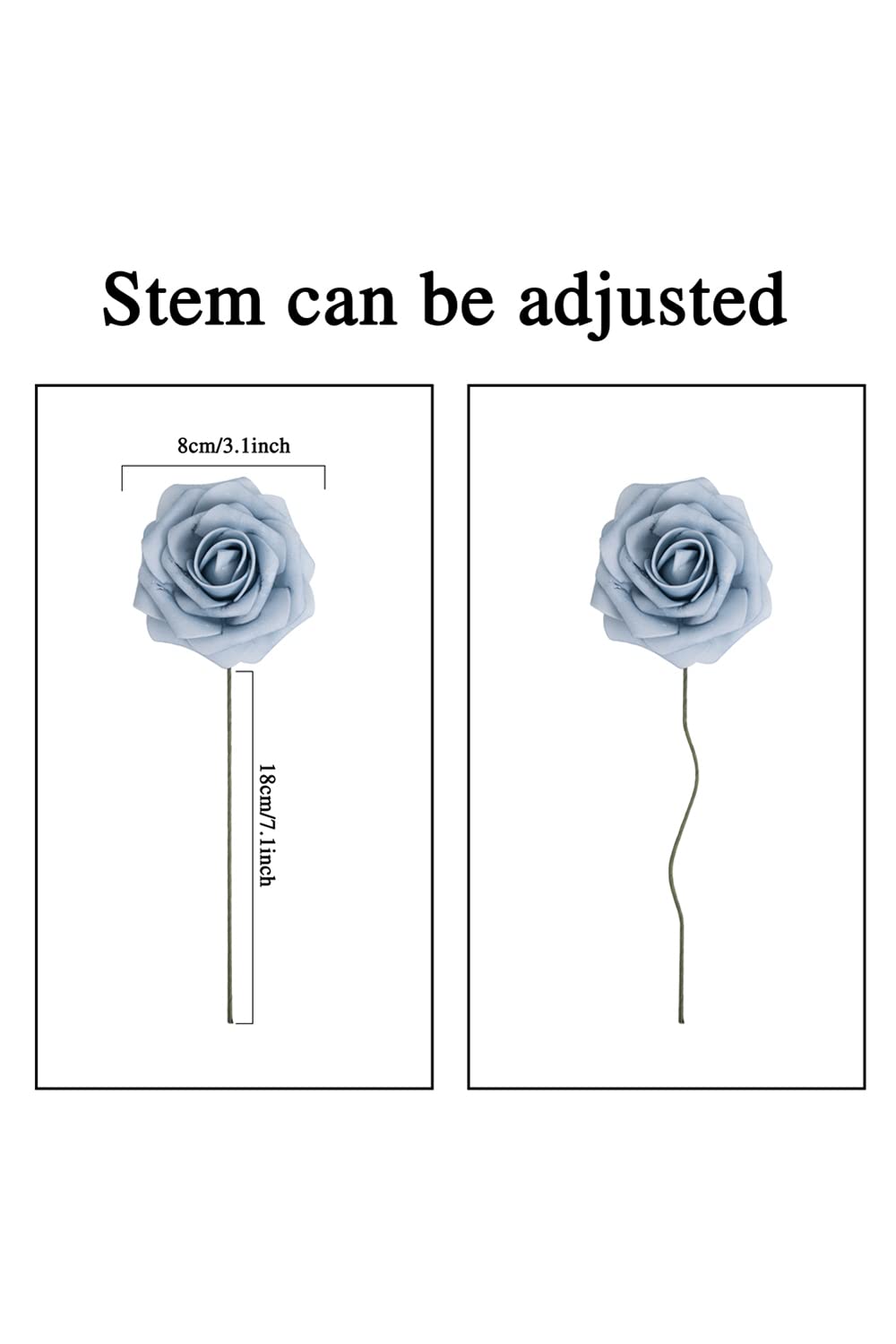 30PCS MACTING Real Touch Foam Artificial Rose Flowers with Stems - Dusty Blue Fake Roses for DIY Wedding Bouquets, Table Centerpieces, Party & Baby Shower Decorations | Perfect for Spring Home Decor, Floral Arrangements, and Romantic Events
