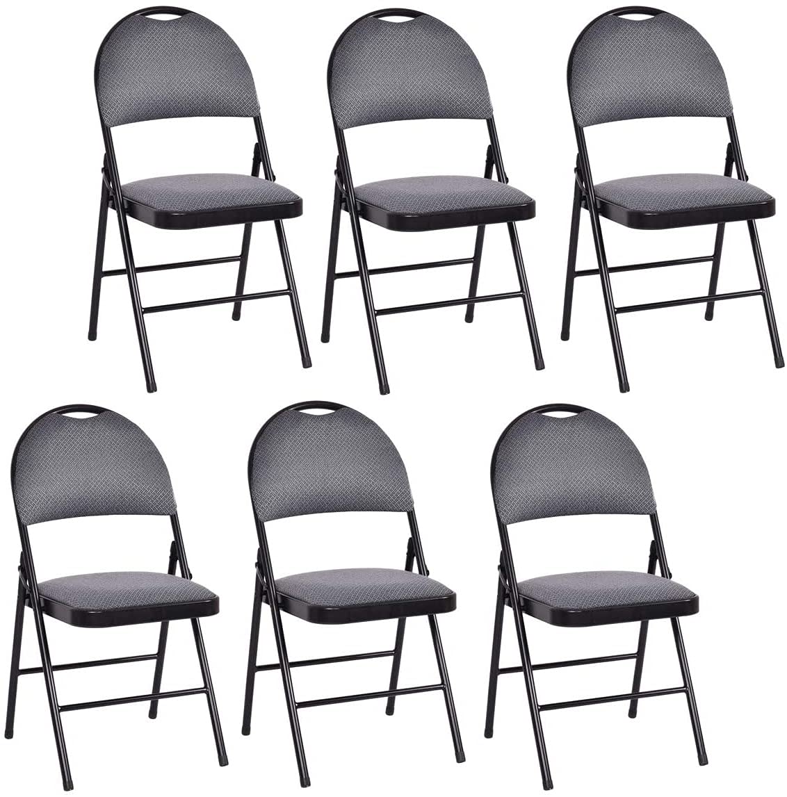 6 Pack Folding Chairs with Padded Seats - Sturdy Steel Frame & Non-Slip Footpads - Portable Stackable Foldable Dining Chairs for Home, Office, Party, Wedding, Camping, and Outdoor Gatherings