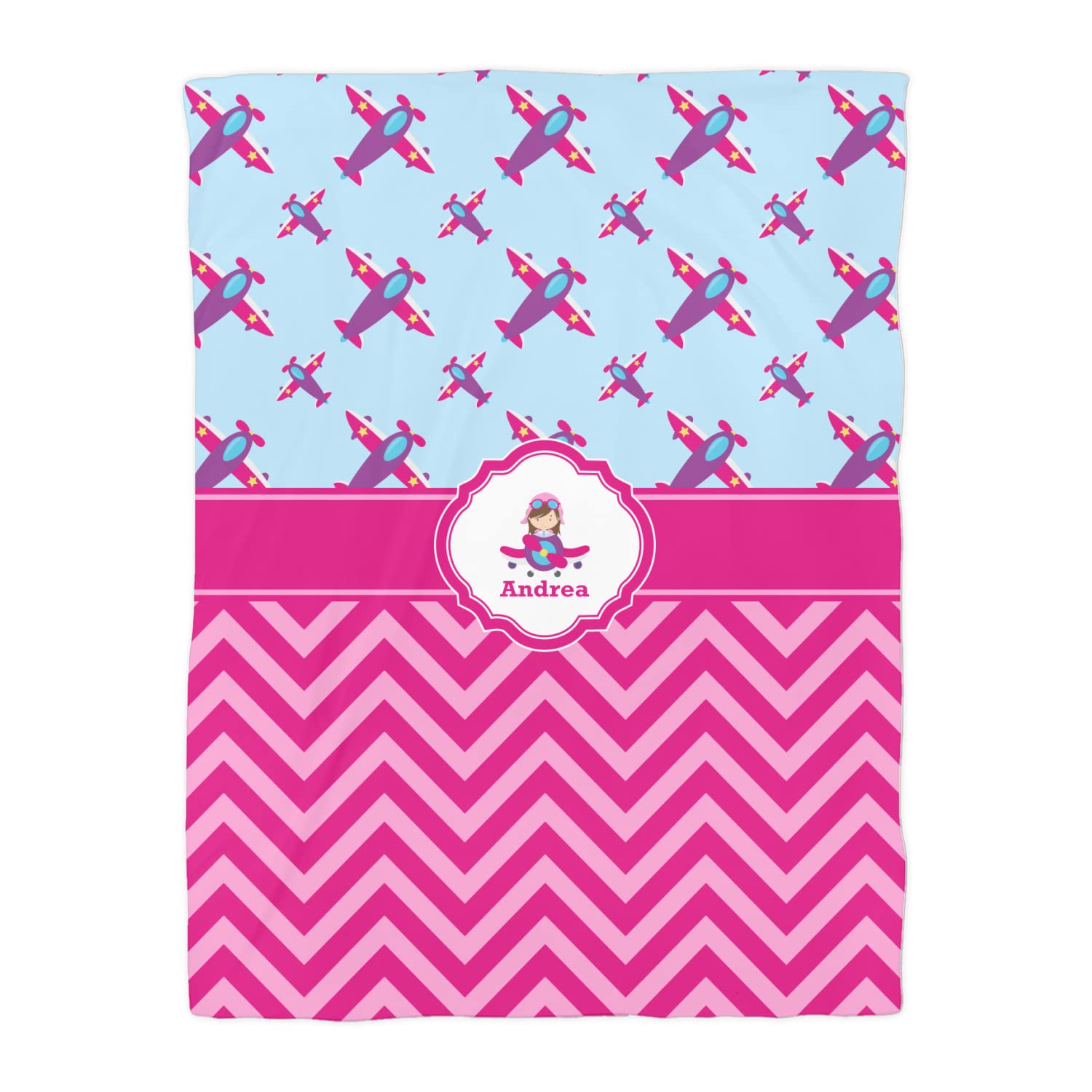 Personalized Airplane Themed Twin Size Comforter for Girls - Soft & Cozy Bedding for Kids' Room, Nursery, and Travel