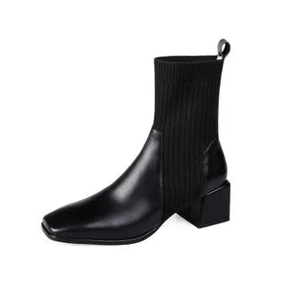 2023 Women's Fashion Knitted Ankle Boots Slip-On High Heel Shoes Size 43 - Winter & Autumn Casual Wear, Office Outfits, and Evening Parties