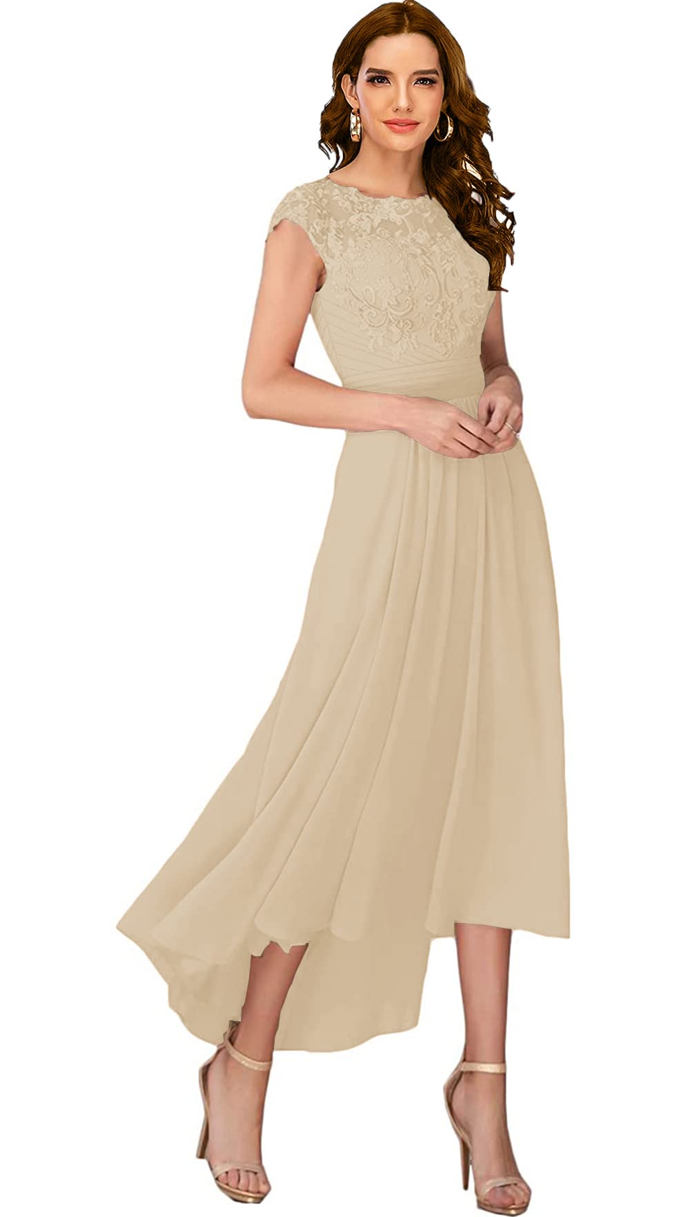 Elegant Cap Sleeve Mother of The Bride Dress with Pockets - Flowy Chiffon Ankle-Length Formal Evening Gown for Weddings, Parties & Special Occasions