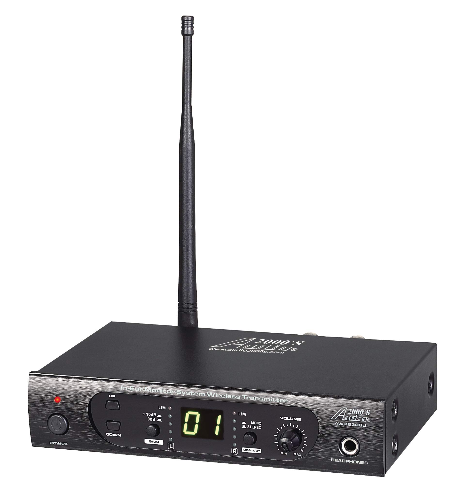 Audio2000'S AWM6309U UHF 100-Channel Wireless In-Ear Monitor System with Dual Receivers & PVC Case - Perfect for Live Performances, Studio Recording, and Church Events