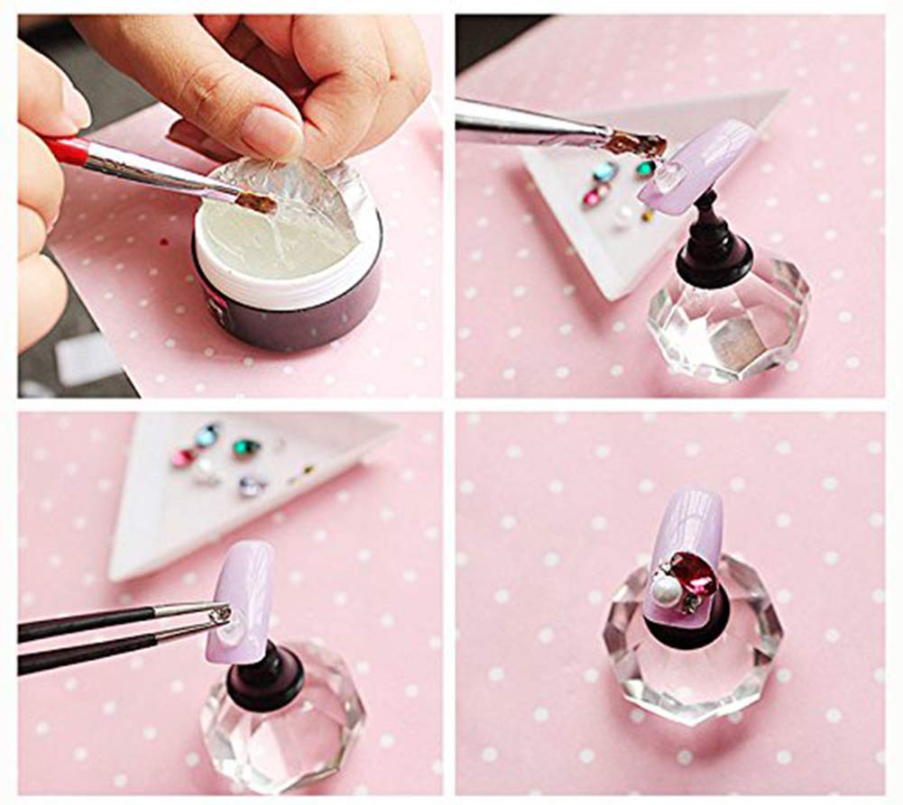Nail Art Extension Builder Glue - Super Strong Rhinestone UV Gel (8ml) with Brush Tools for Jewelry & Gem Application | Perfect for DIY Nail Designs, Acrylic Nail Tips, and 3D Nail Art Decorations