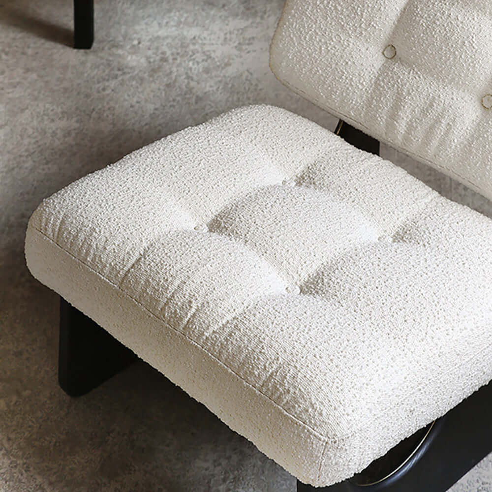 Modern Boucle Sherpa Lounge Chair - White & Black Accent Chair with Ash Wood Upholstery - Perfect for Living Room, Bedroom or Office Decor