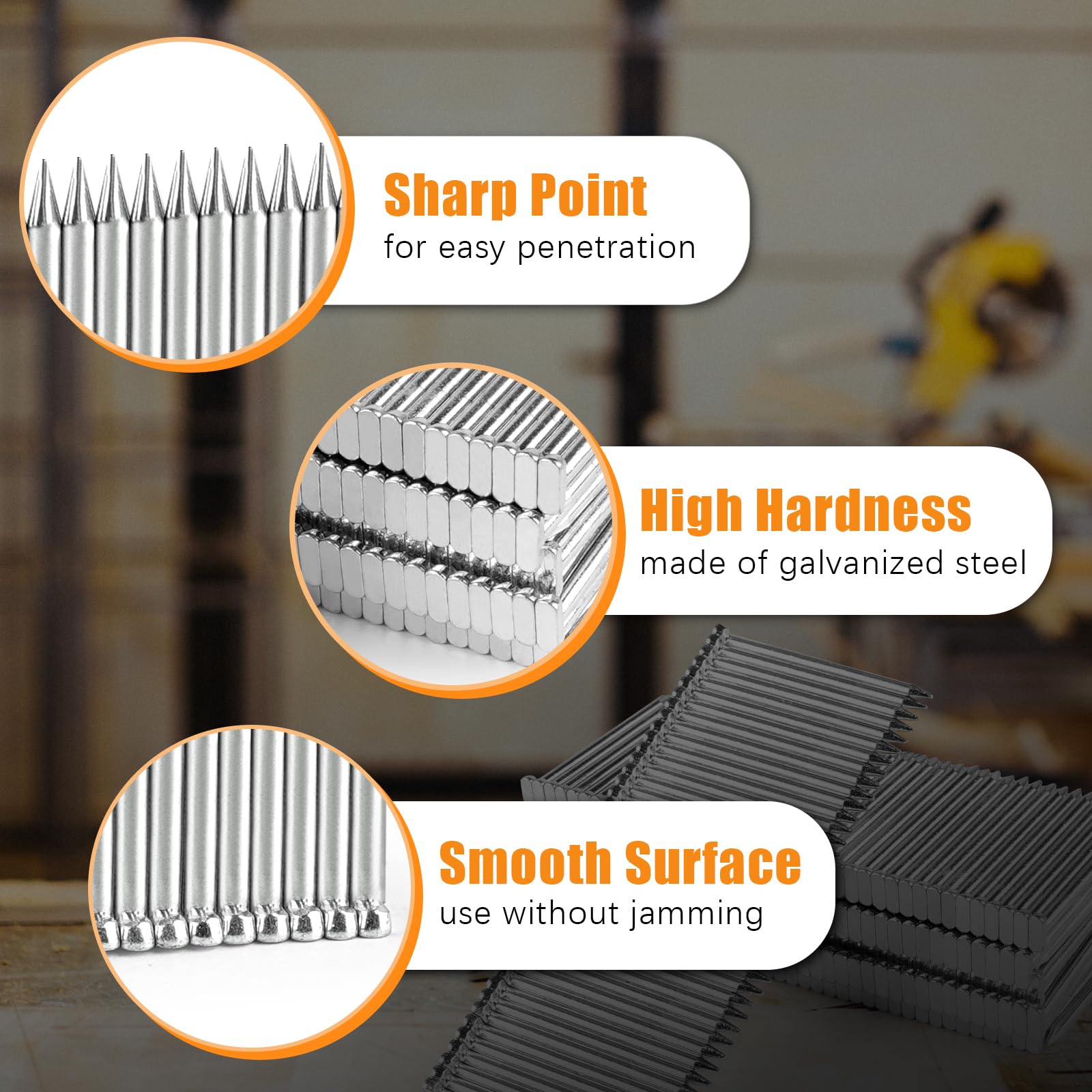 14 Gauge 3/4-Inch (18mm) Concrete Nails 800PCS/Box - Heavy Duty T Nails for Truss Building, Construction Framing, Concrete Nailing & DIY Projects | Perfect for Wood to Concrete Fastening, Roofing, and Structural Framing