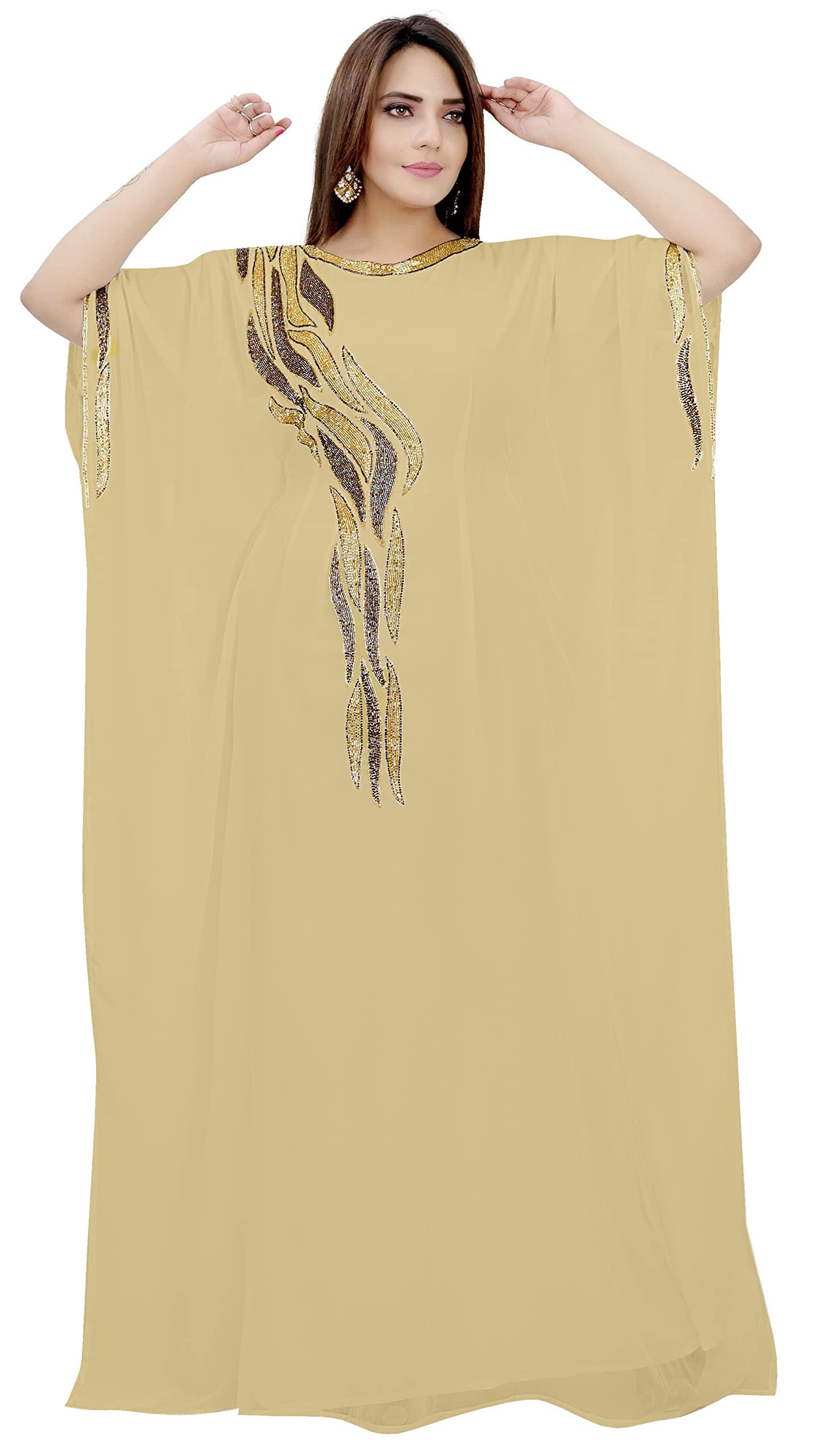 MaximCreation Women's Beach Caftan Maxi Dress - Flowy Casual Summer Cover Up Dress for Vacation, Pool Party & Boho Outfit | Free Size Plus Size Friendly