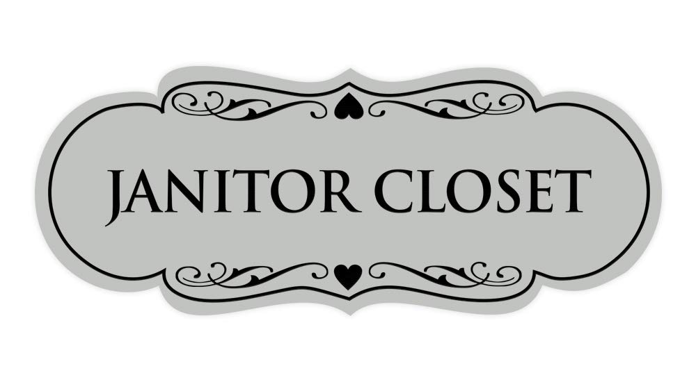 ByLITA Designer Janitors Closet Sign - Small (Light Gray) | Durable & Stylish Restroom Signage for Offices, Schools & Commercial Spaces