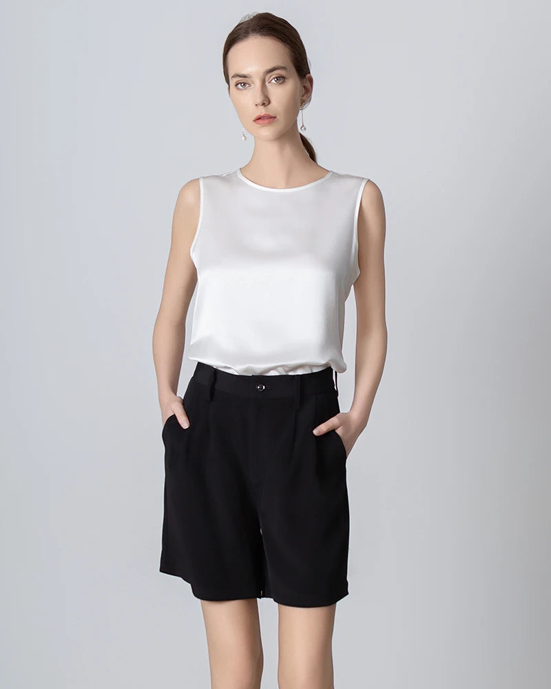 Premium 40 Momme Silk Bermuda Shorts for Women - Soft, Breathable & Comfortable - Perfect for Summer, Travel & Lounge Wear