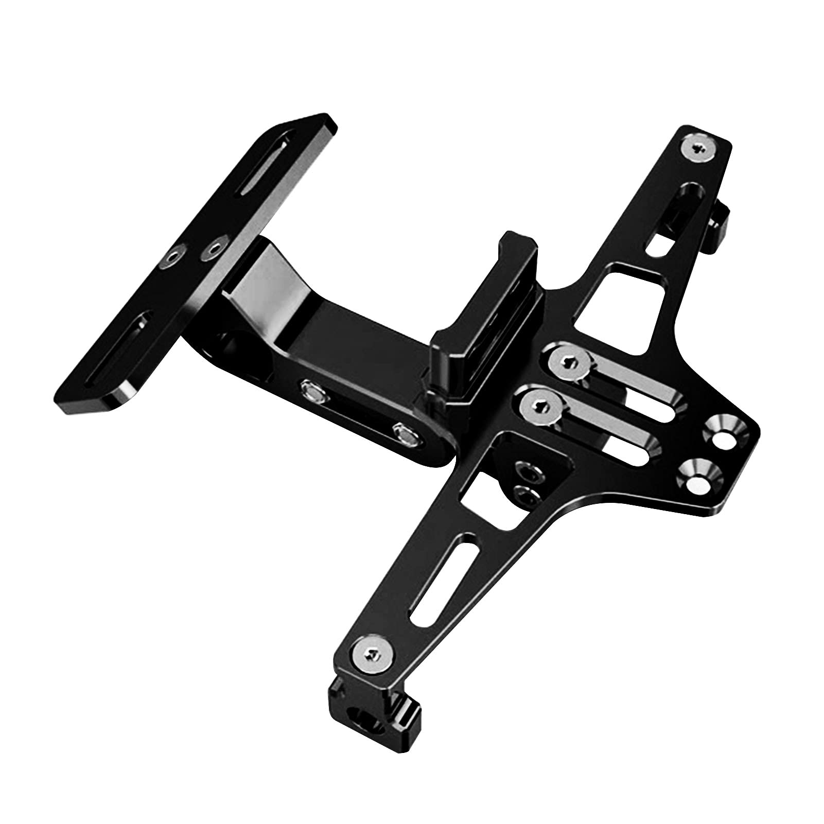 Shkalacar Motorcycle License Plate Bracket with LED Lights - Durable Aluminum Alloy License Plate Holder (Black) for Enhanced Night Visibility & Road Safety - Perfect for Harley, Honda, Yamaha & Other Cruiser Bikes