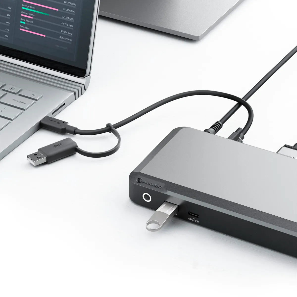 MX2 USB C Dual Display DP Alt Mode Docking Station with 100W Power Delivery - 4K HDMI & DisplayPort Adapter for MacBook Pro/Air, Dell XPS, Surface Pro - Home Office & Gaming Setup